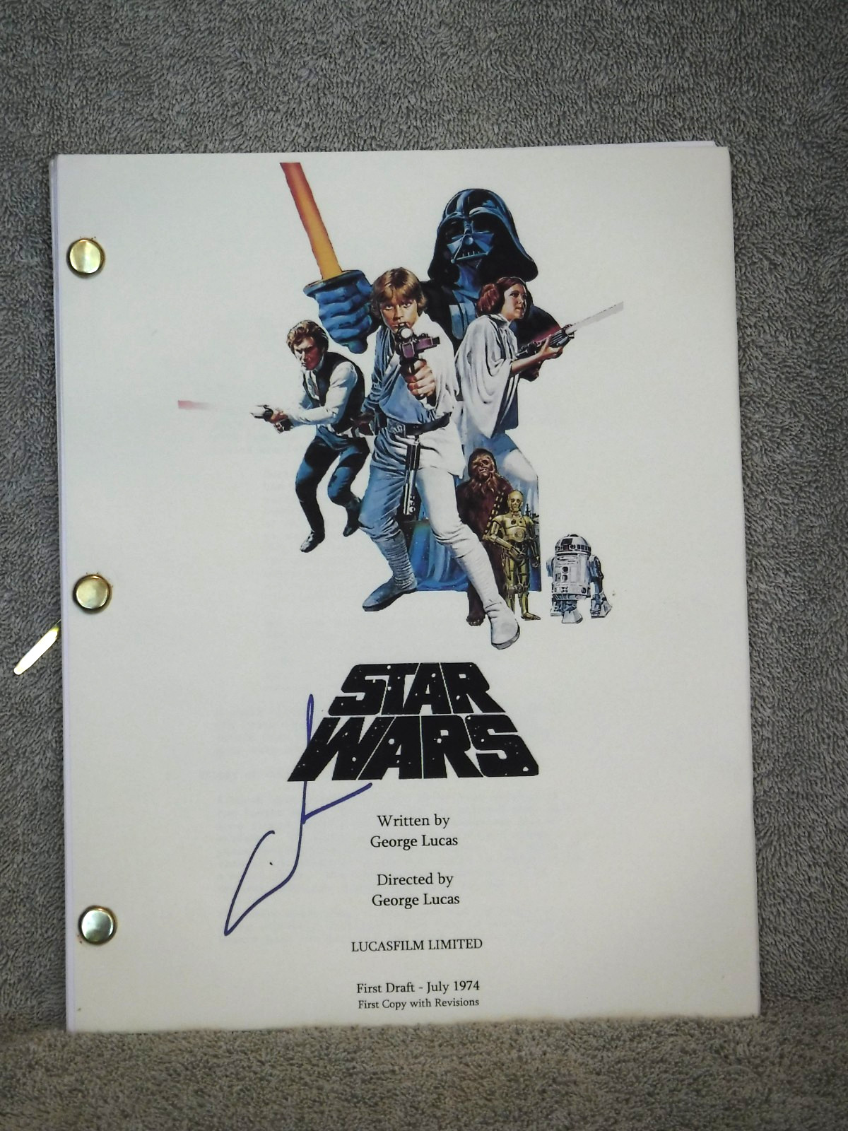 SIGNED 1ST DRAFT, STAR WARS BY GEORGE LUCAS (JULY 1974) (H6122)