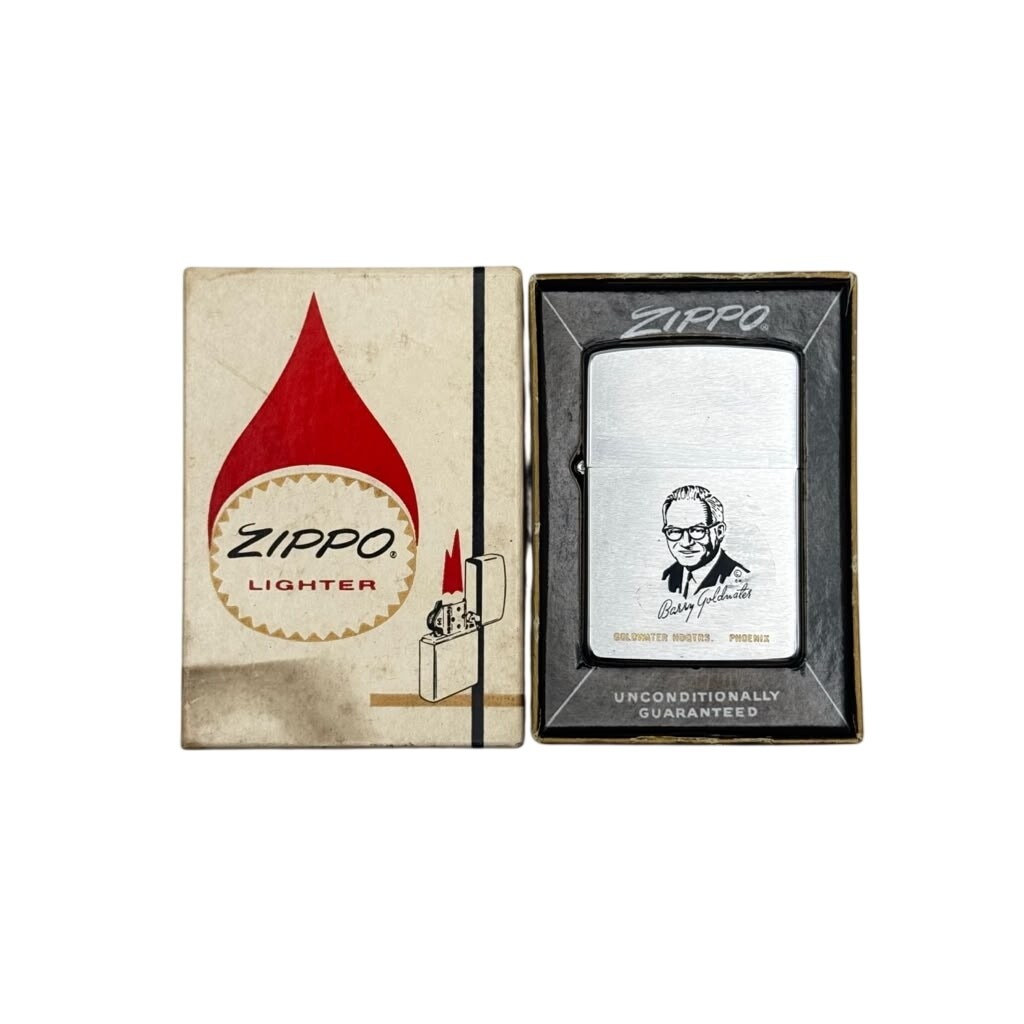 Zippo 1964 Barry Goldwater Phoenix Portrait Advertising Lighter with Box Zippo 1964 Barry Goldwater Phoenix Portrait Advertising Lighter with Box