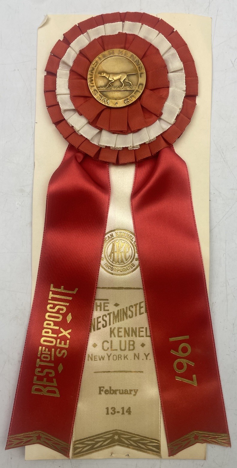 ⭐️ Vtg 1967 Westminster Kennel Club BEST OF OPPOSITE SEX Award Ribbon Medal ⭐️