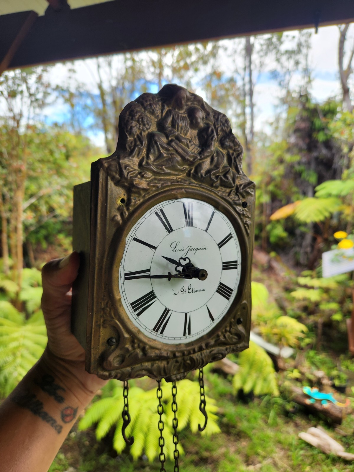 Antique Louis Jaquin a St. Etienne Morbier/Comtoise Clock