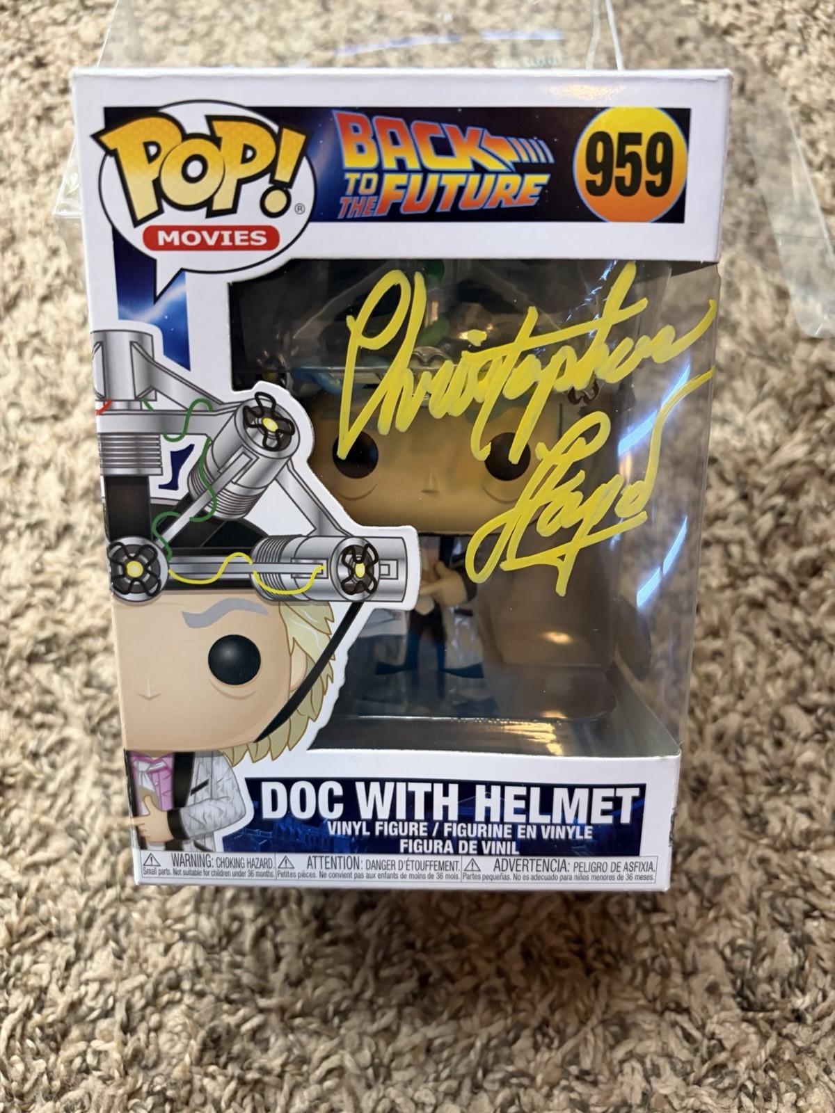 Christopher Lloyd Signed Autograph Funko Pop Doc With Helmet SWAU Authenticated
