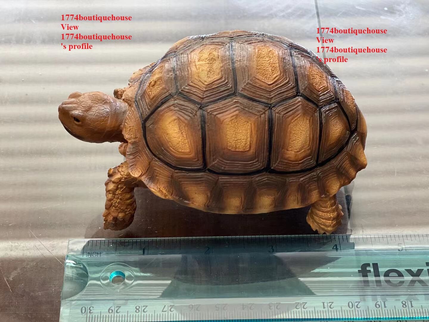 Lifelike Very Cute Sulcata Tortoise Statue Reptile resin Figure Decor 5.5 inch