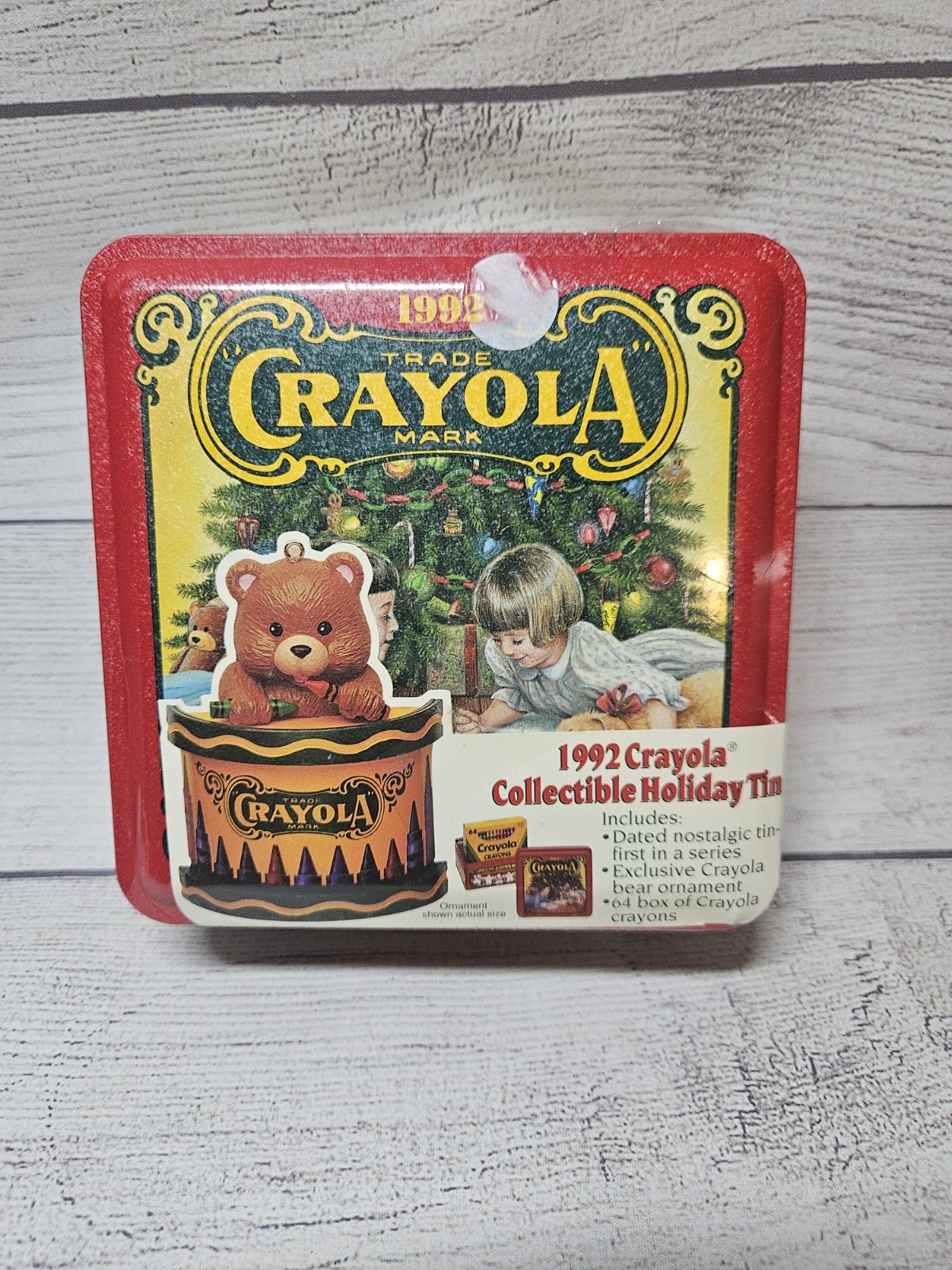 Vintage Crayola Crayons 1992 Collectible Holiday Tin - NEW OLD STOCK
