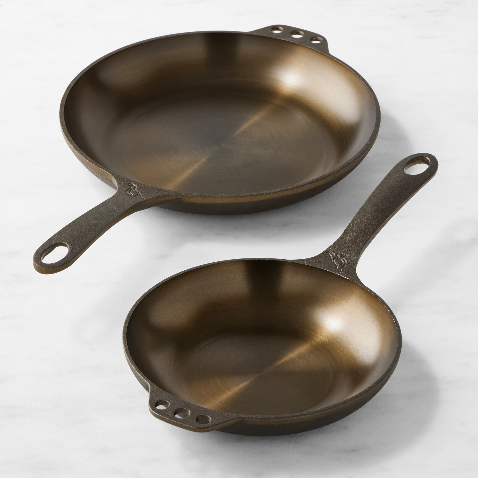 Set of 2- Smithey Seasoned Cast Iron Chef Skillet, 8