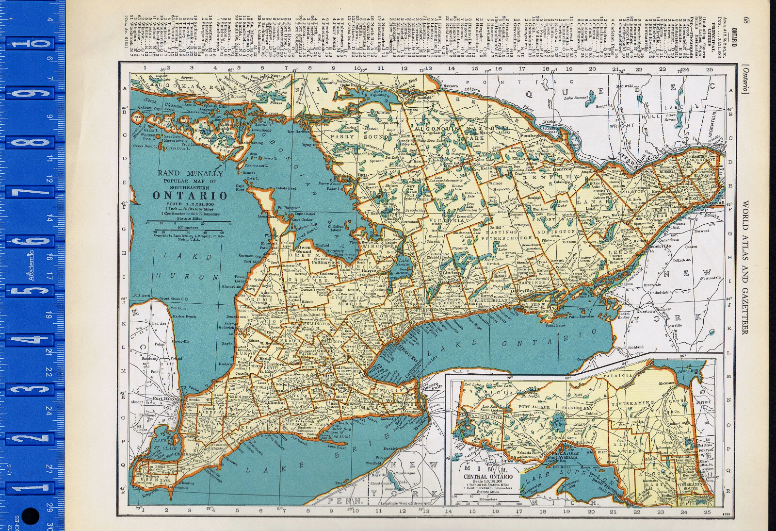 1935 CANADA - SOUTHERN QUEBEC & ONTARIO - 2-Sided Map 