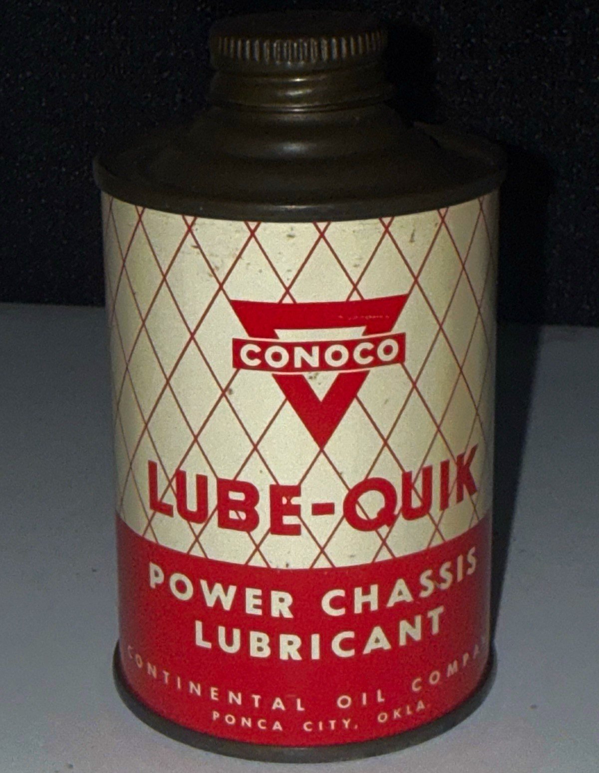 NICE VTG Conoco Lube-Quik Power Chassis Lubricant 7 oz Can Gas & Oil cone top