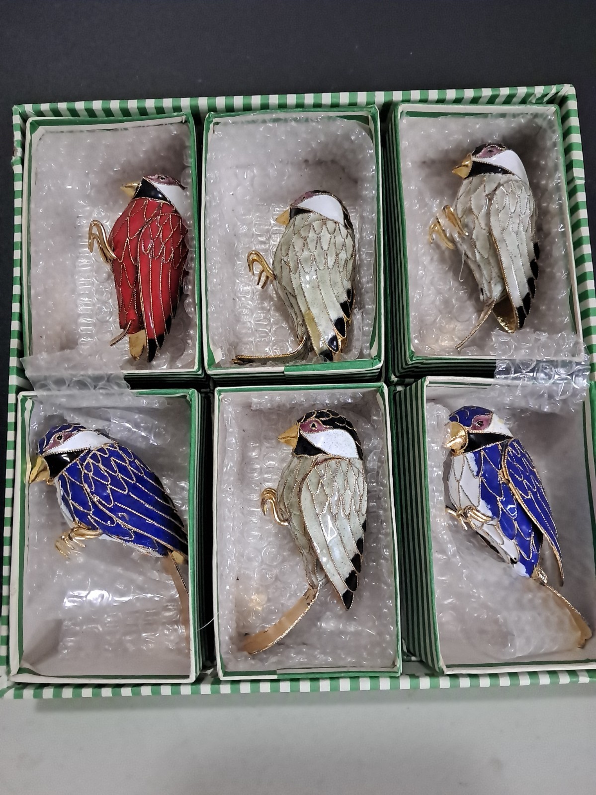 Vtg Chinese Cloisonne Enamel Bird Lot