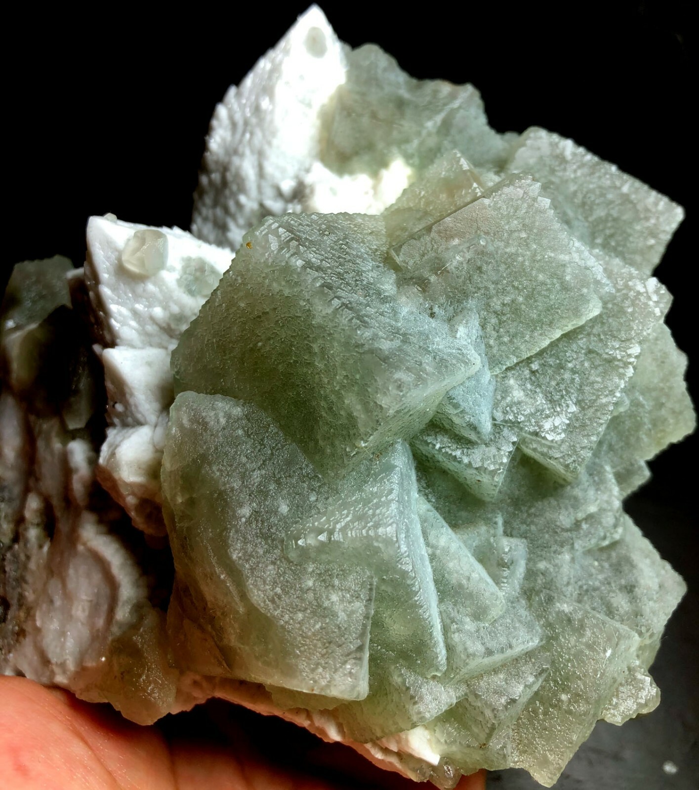 2368g huge Fantastic GREEN Fluorite&skeletal Elestial Quartz Crystal POINT #179