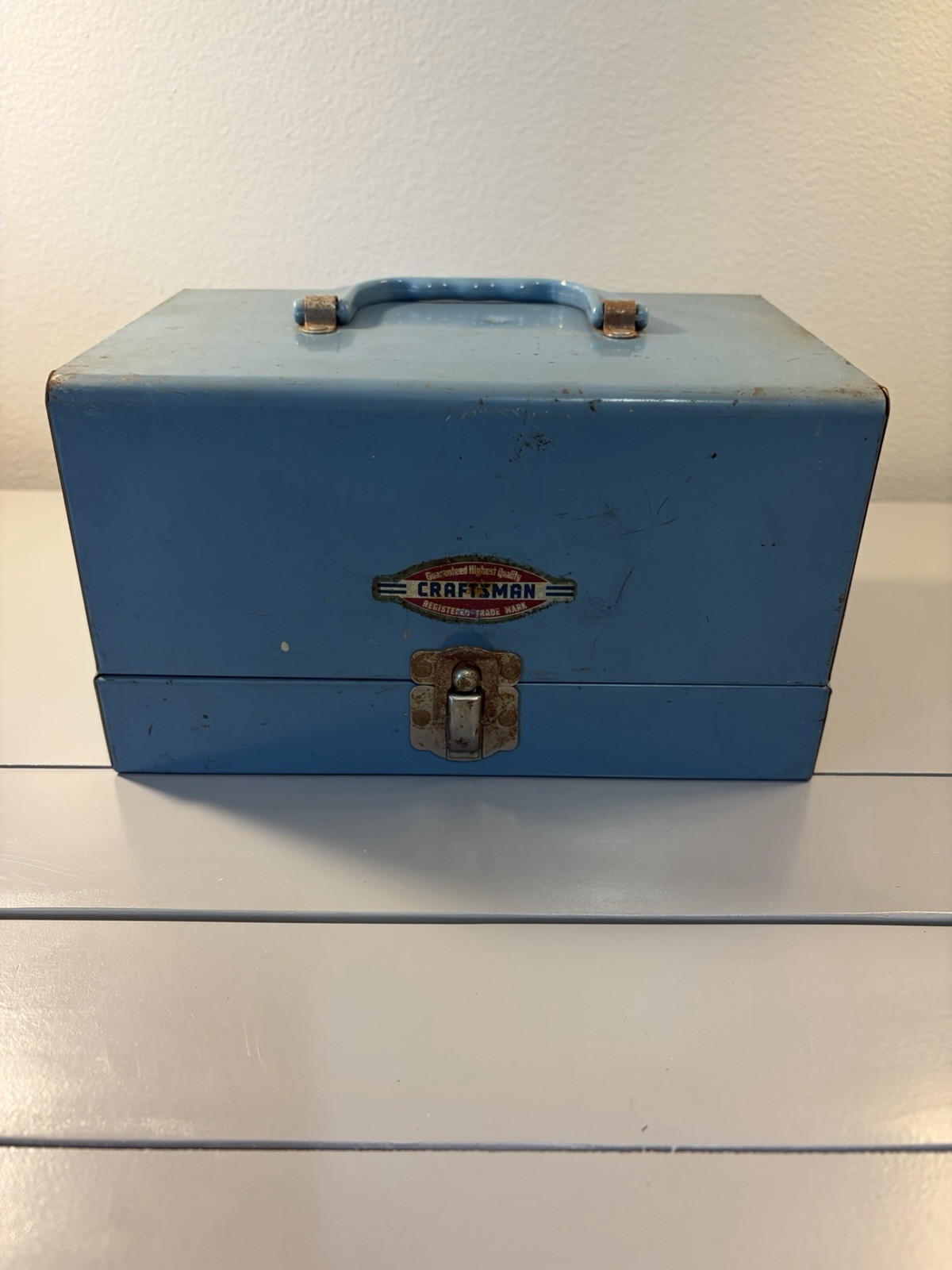Vintage Craftsman Metal Tool Box Blue Case Yellow Inside. Made In USA