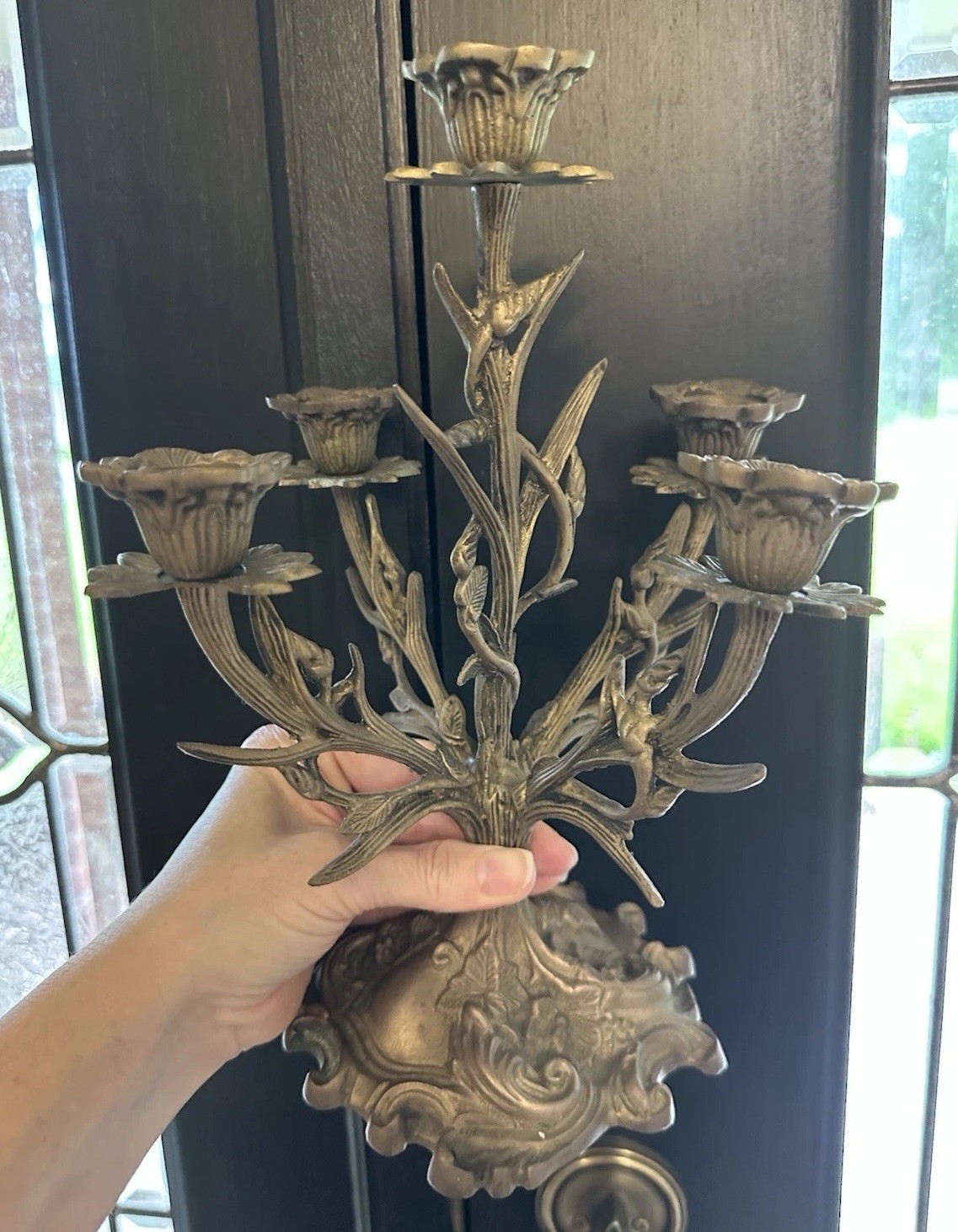 RARE VTG Brass Liberace style Candelabra Ornate 4 - Arm 5 Candle 10.5
