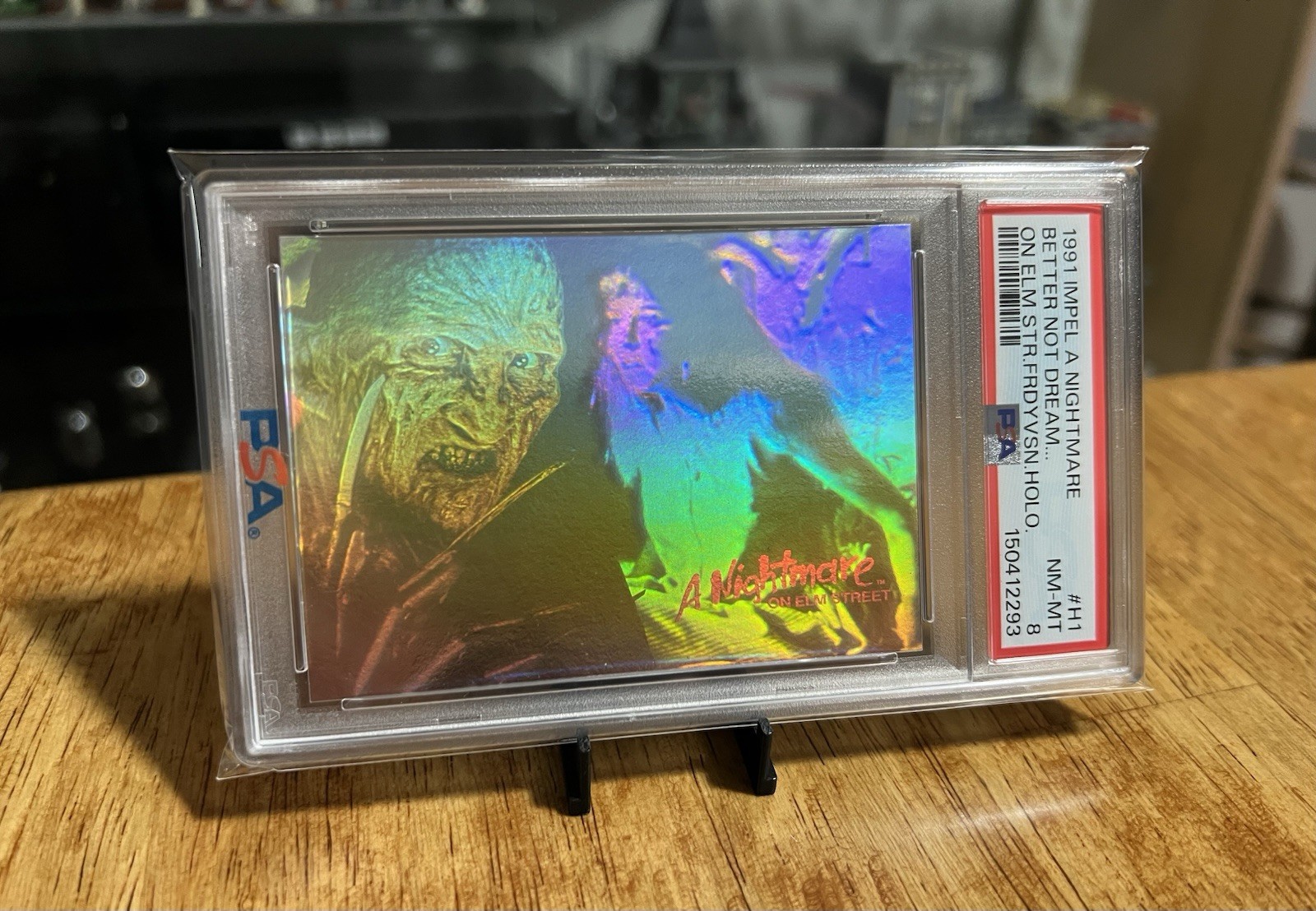 Rare 1991 Nightmare on Elm Street FreddyVision Hologram #H1 Freddy Krueger PSA 8