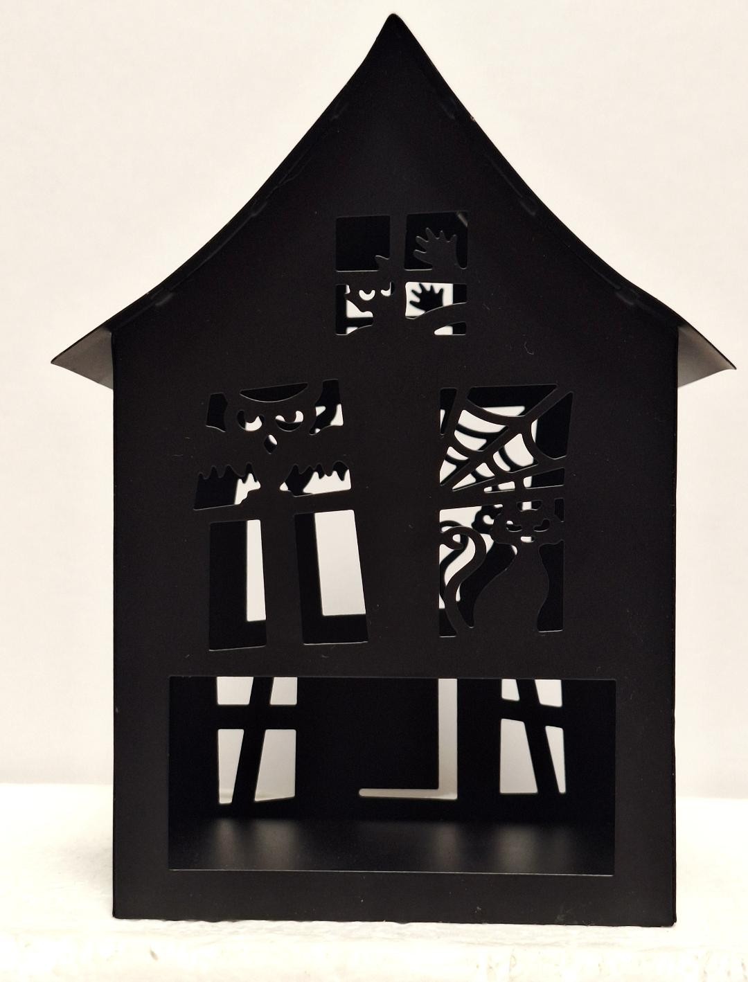 Pair (Two Count)  Metal Miniature Haunted Houses, votive or tea light required.