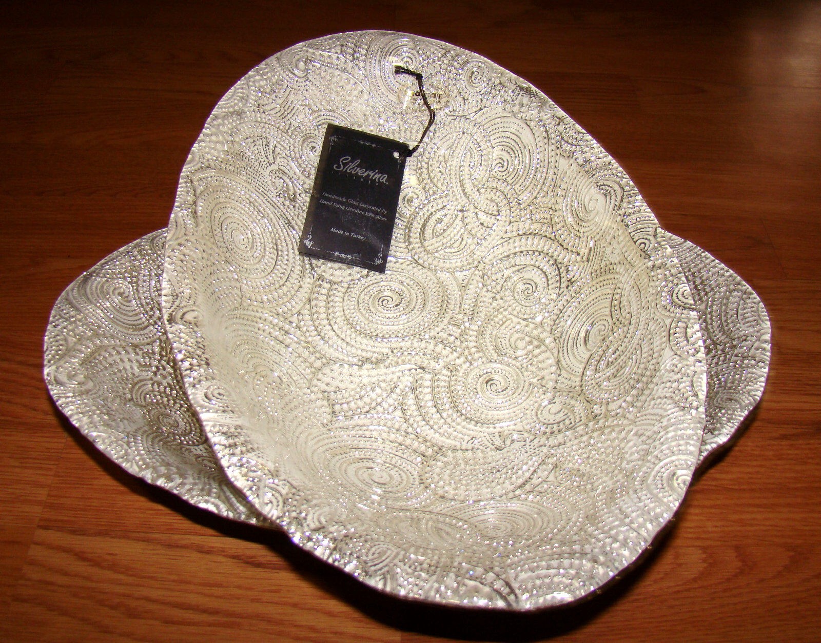 2x Akcam Silverina Handmade Glass Bowl 14 3/8\