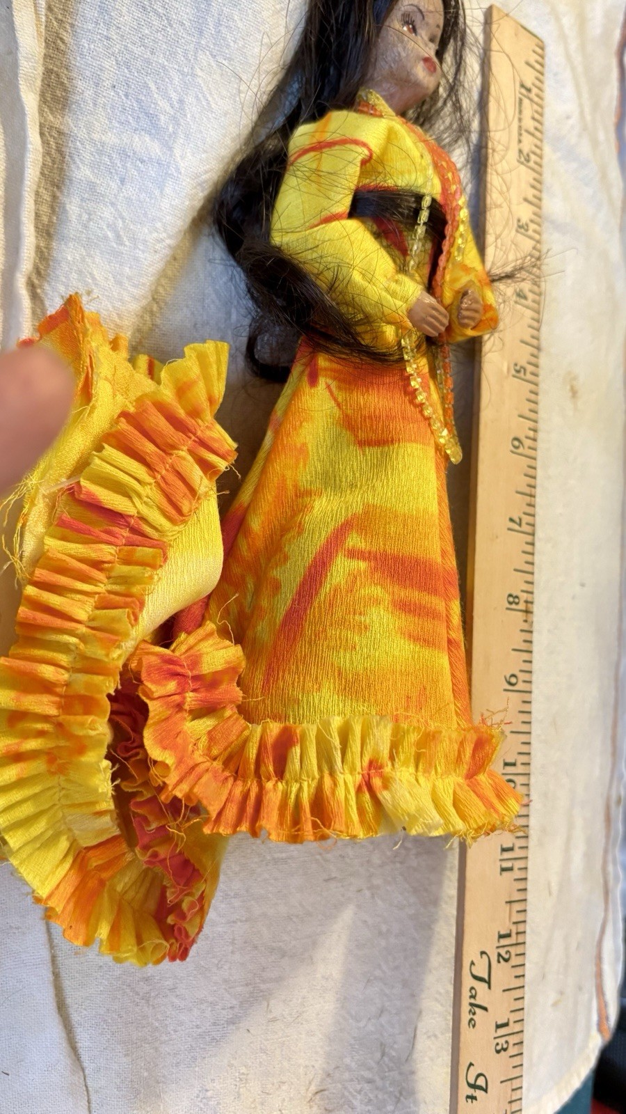 Vintage Traditional Makaleka Hawaiian Princess Doll of Tapa Mache 10”h Handmade