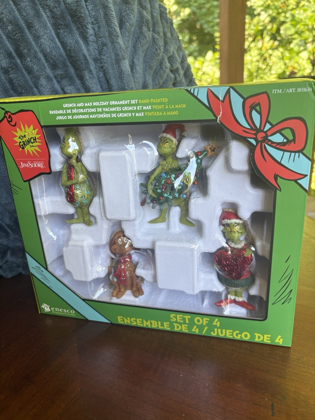 Jim Shore Dr. Seuss Grinch and Max Holiday Christmas Ornament Set of 4 NIB SUTU