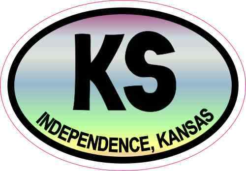 3X2 Colorful Oval KS Independence Kansas Sticker Vinyl Travel Decal Cup Stickers