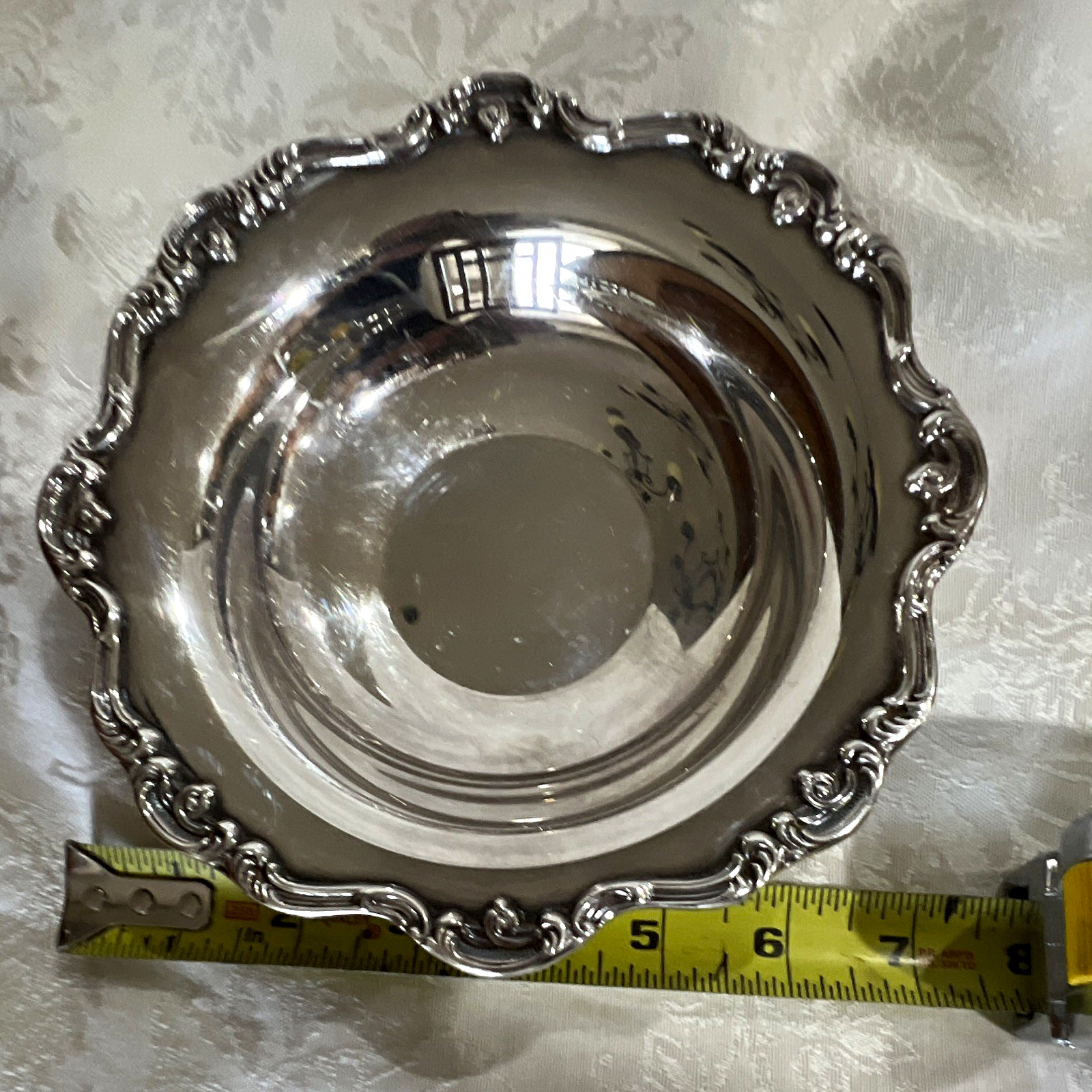 Silver Plate Decorative Bowl, Ornate Rim, Silverplate Serving Bowl Silver Plate Decorative Bowl, Ornate Rim, Silverplate Serving Bowl