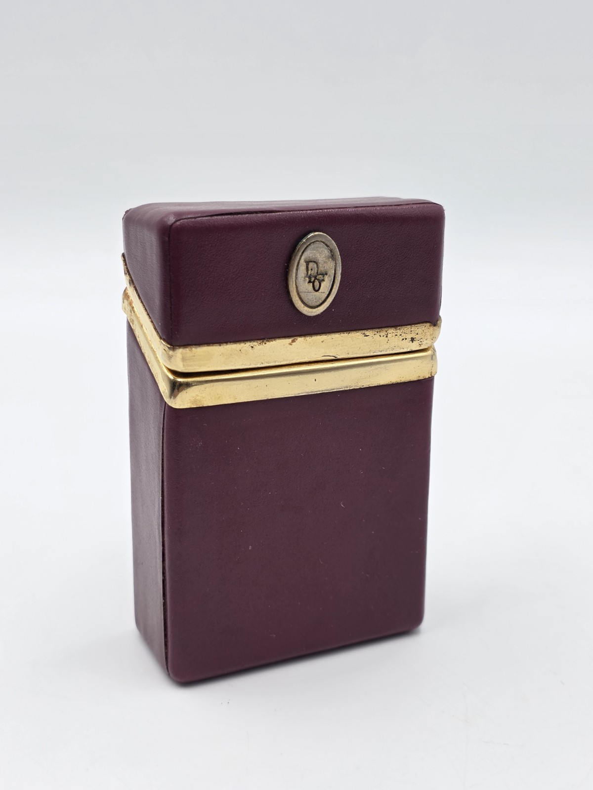Rare Vintage Christian Dior Leather Monogram Cigarette Case Holder 1970s.
