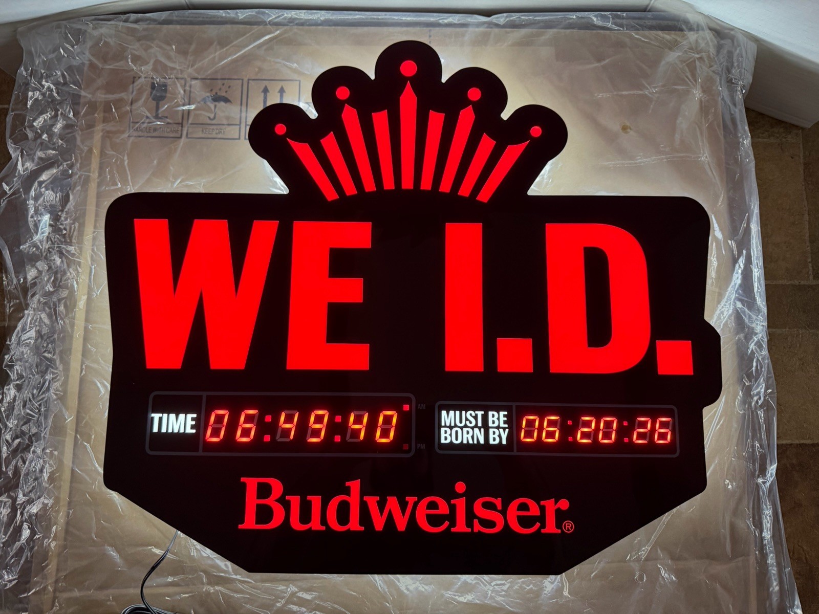 BUDWEISER BEER WE ID COUNTDOWN CLOCK LIGHT UP LED SIGN GAME ROOM MAN CAVE NEW