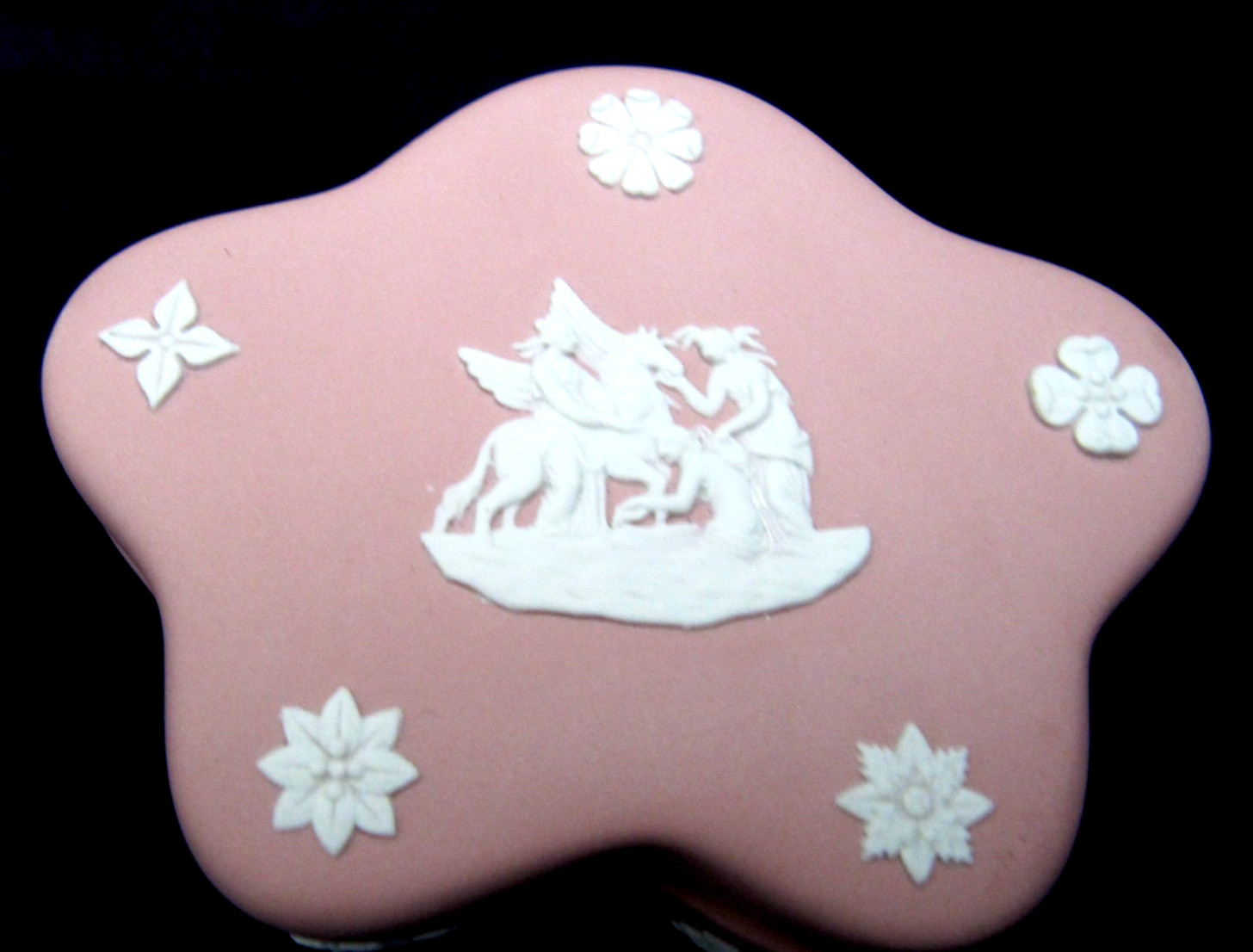 Wedgwood Pink Jasperware Box, Rounded Star Shape