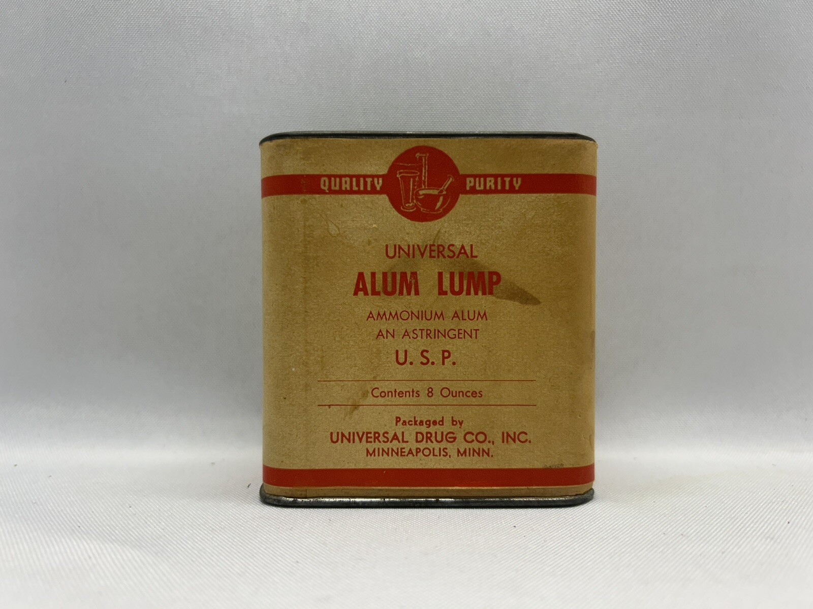 Vintage Universal Co LUMP ALUM medicine collectable Canister Can Tin