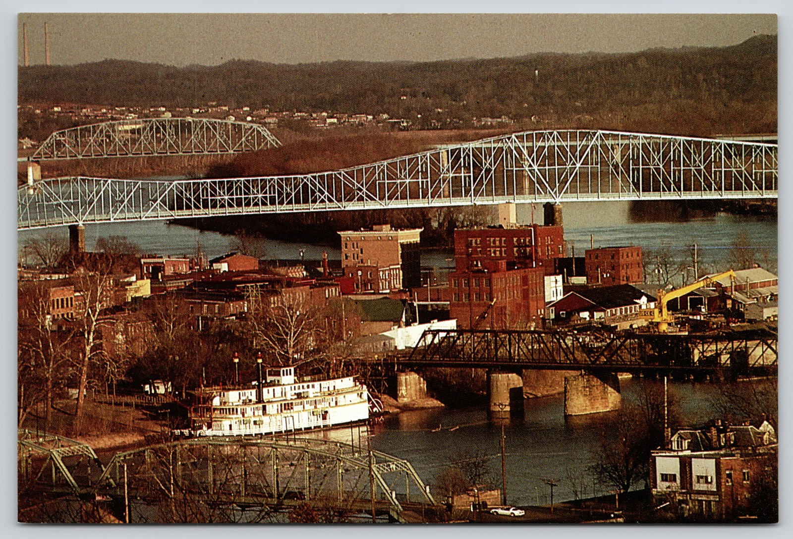 Williamstown Bridge Putnam Street Harmar Hill Marietta Ohio Postcard