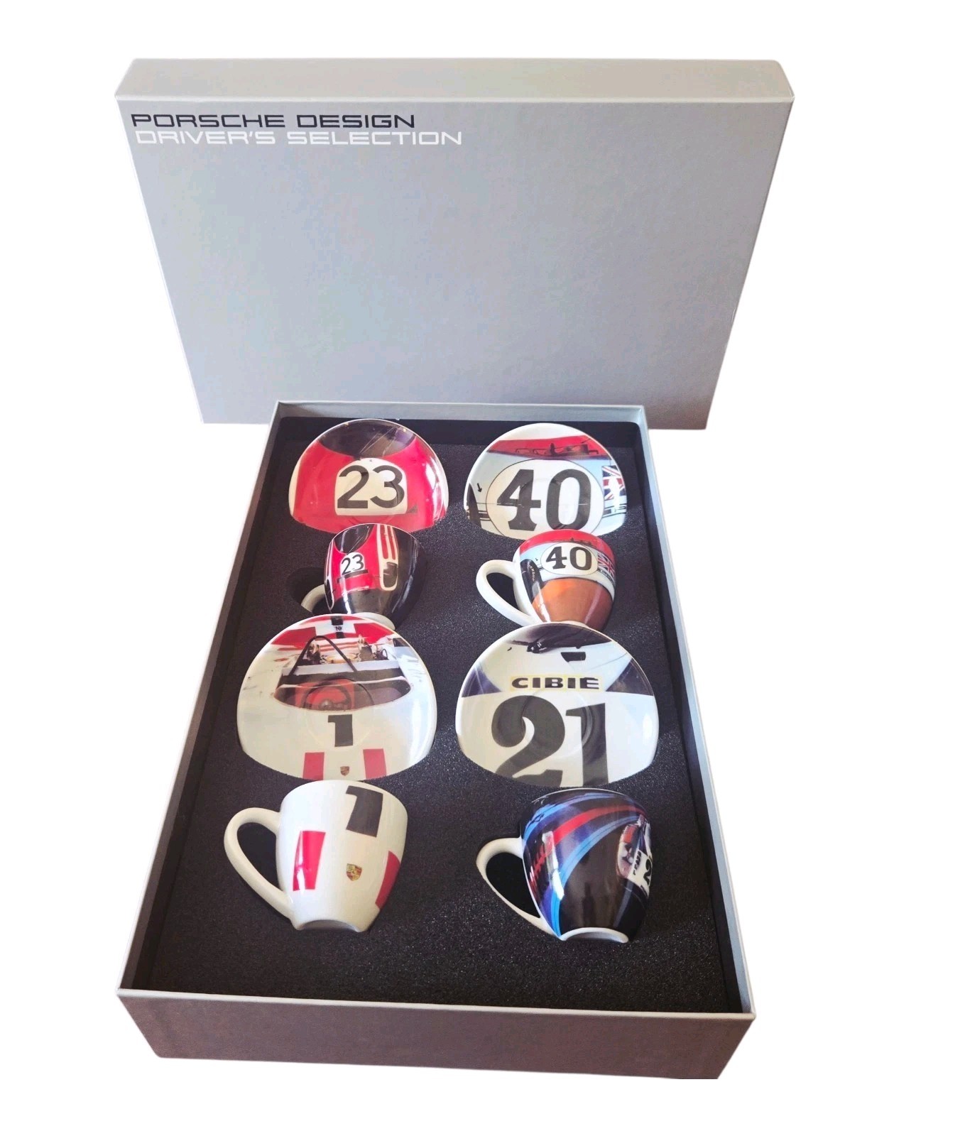 Porsche Limited Edition RACING Espresso Coffee Cup Set Boxed Set 2000 Germany