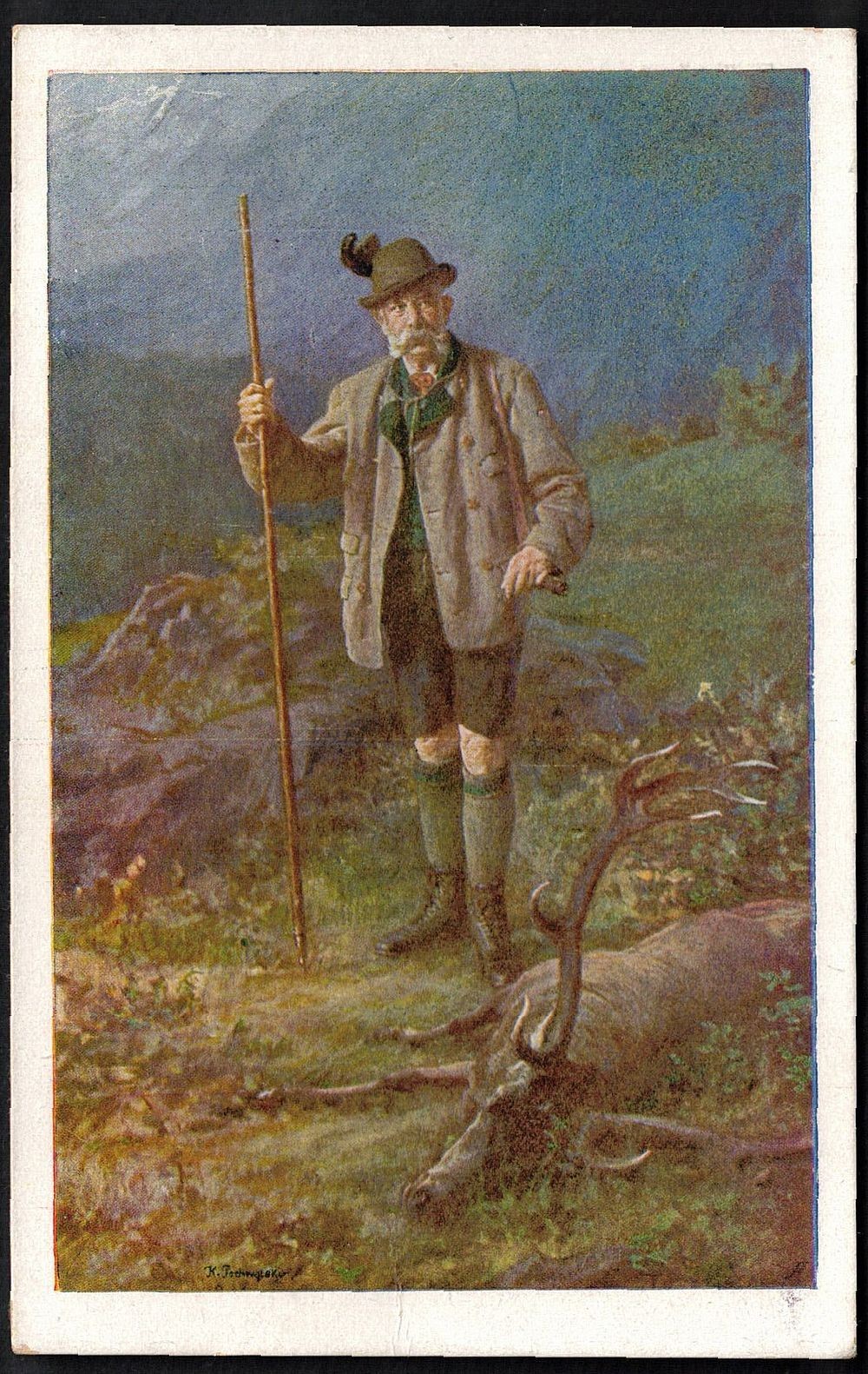 KUK Austria 1915 Postcard Emperor Franz Josef of Austria Hunting