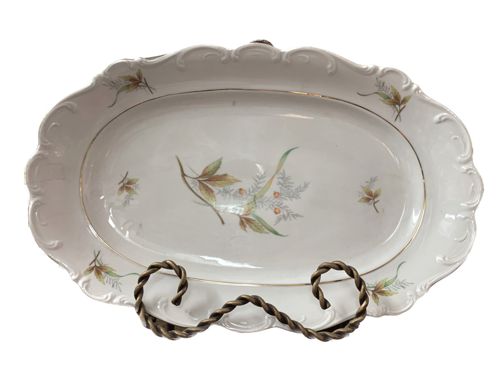 Vintage Bavaria Leaf Platter Schumann Germany Fern Pattern 16 Inch