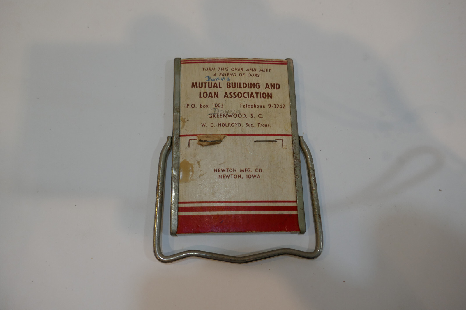 Vintage Small Advertising MirrorMutal Building & Load Association Greenwood, SC
