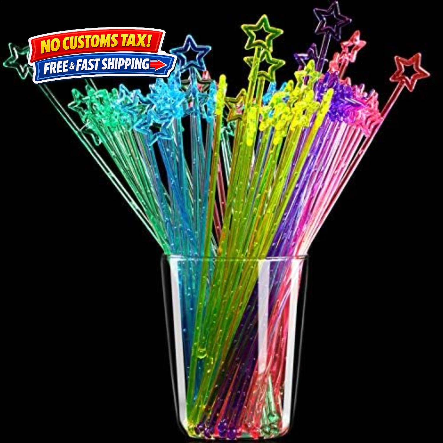 100 Pcs Star Top Swizzle Sticks, 9.1 in Plastic Drink Stirrers