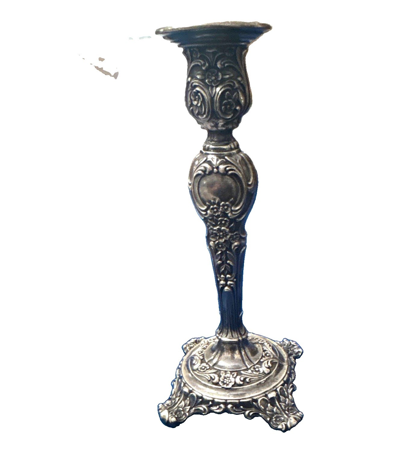 Wm Rogers and Son Silverplate Victorian Rose Candlestick, Circa 1890 Wm Rogers and Son Silverplate Victorian Rose Candlestick, Circa 1890