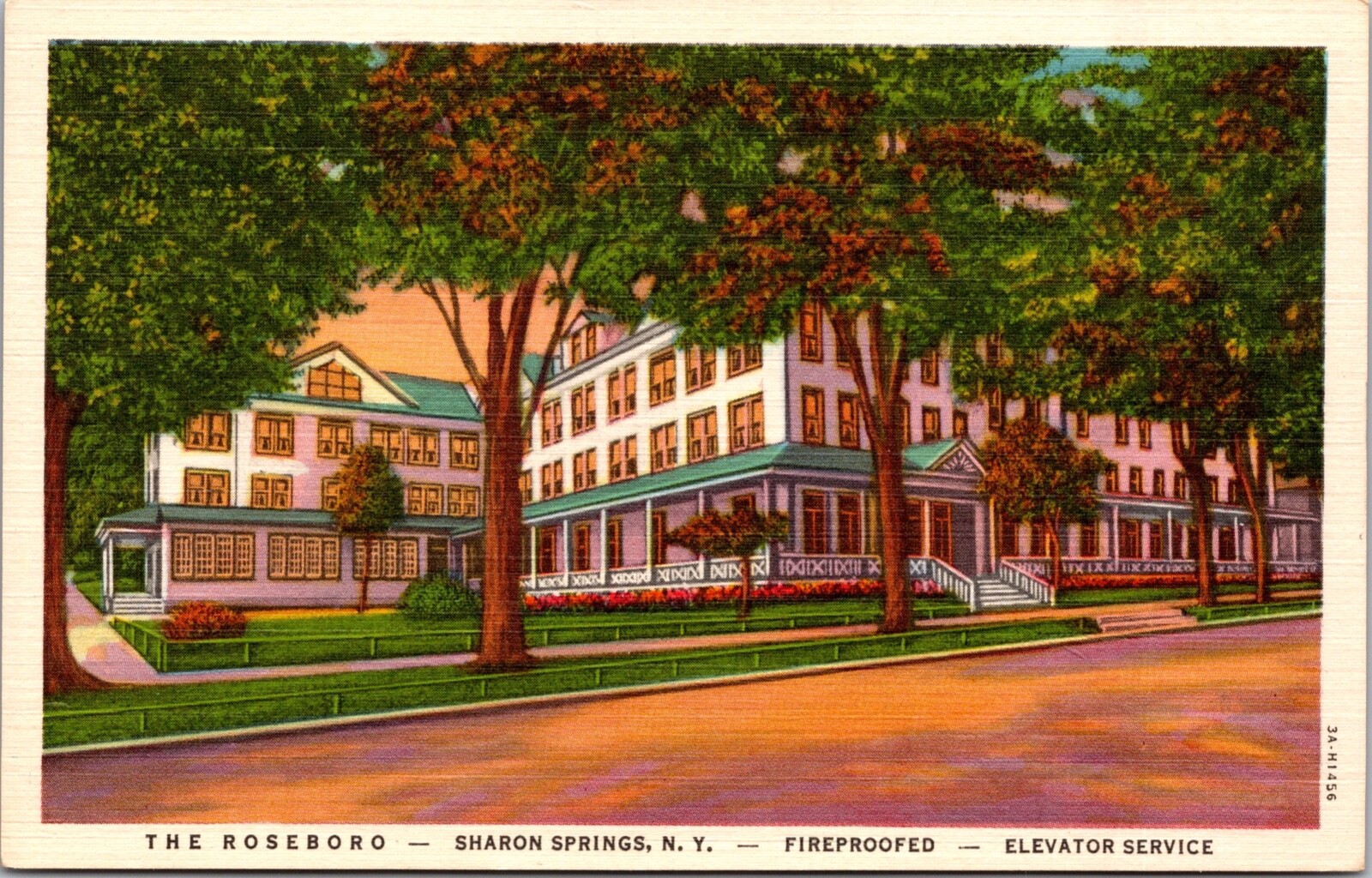 Linen Postcard Hotel Roseboro in Sharon Springs, New York