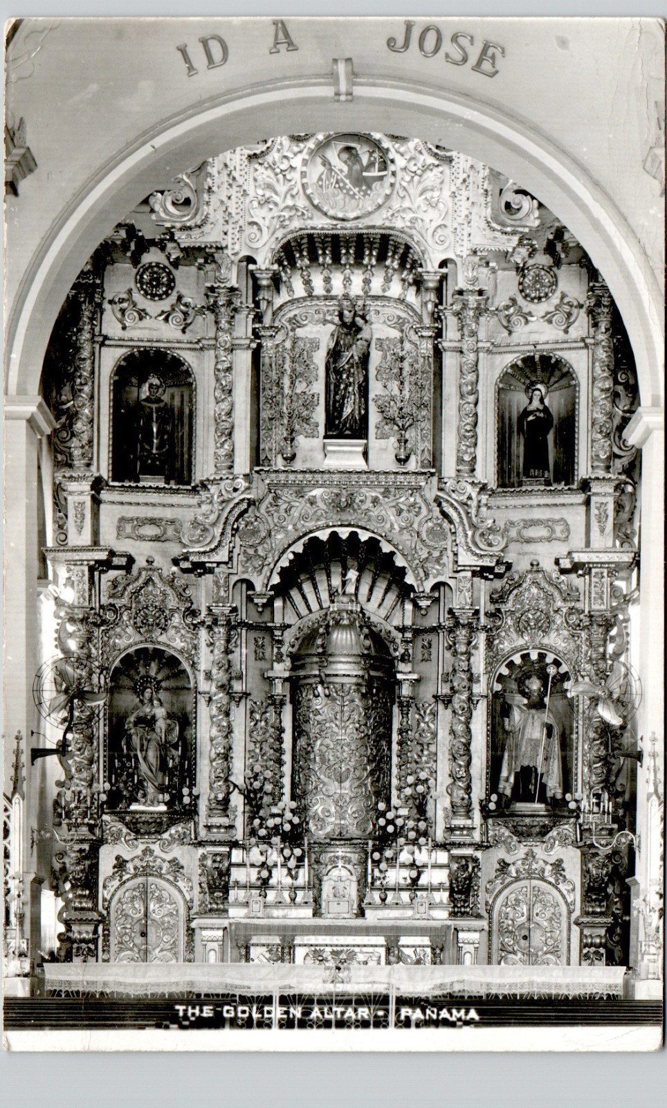 THE GOLDEN ALTAR panama c1950 postcard real photo rppc catholic church shrine