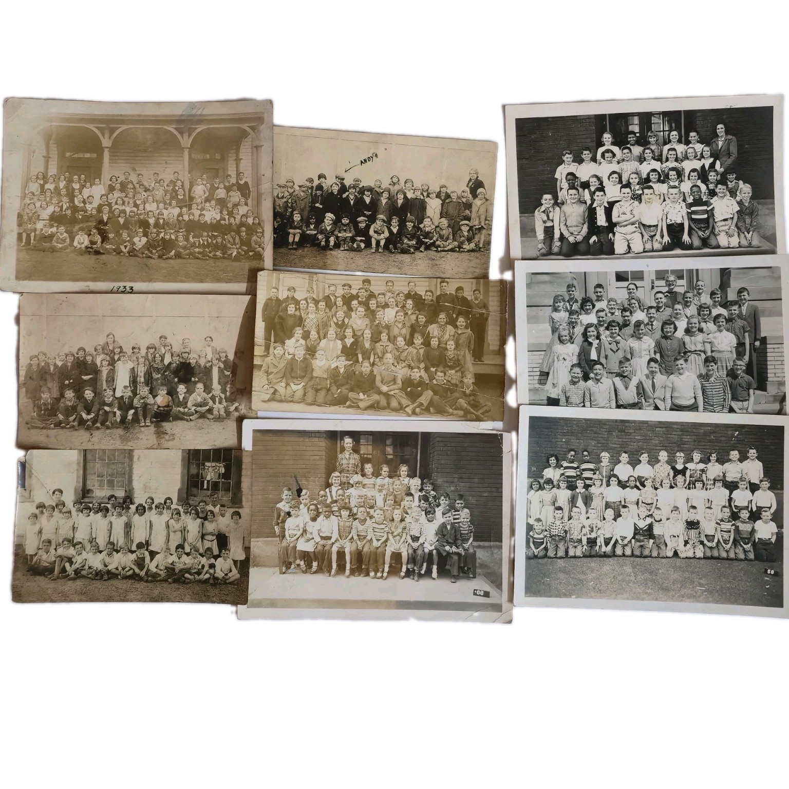 Lot Of 9 (Nine) Antique Vintage School Photo 1930-1968 Progression Pennsylvania