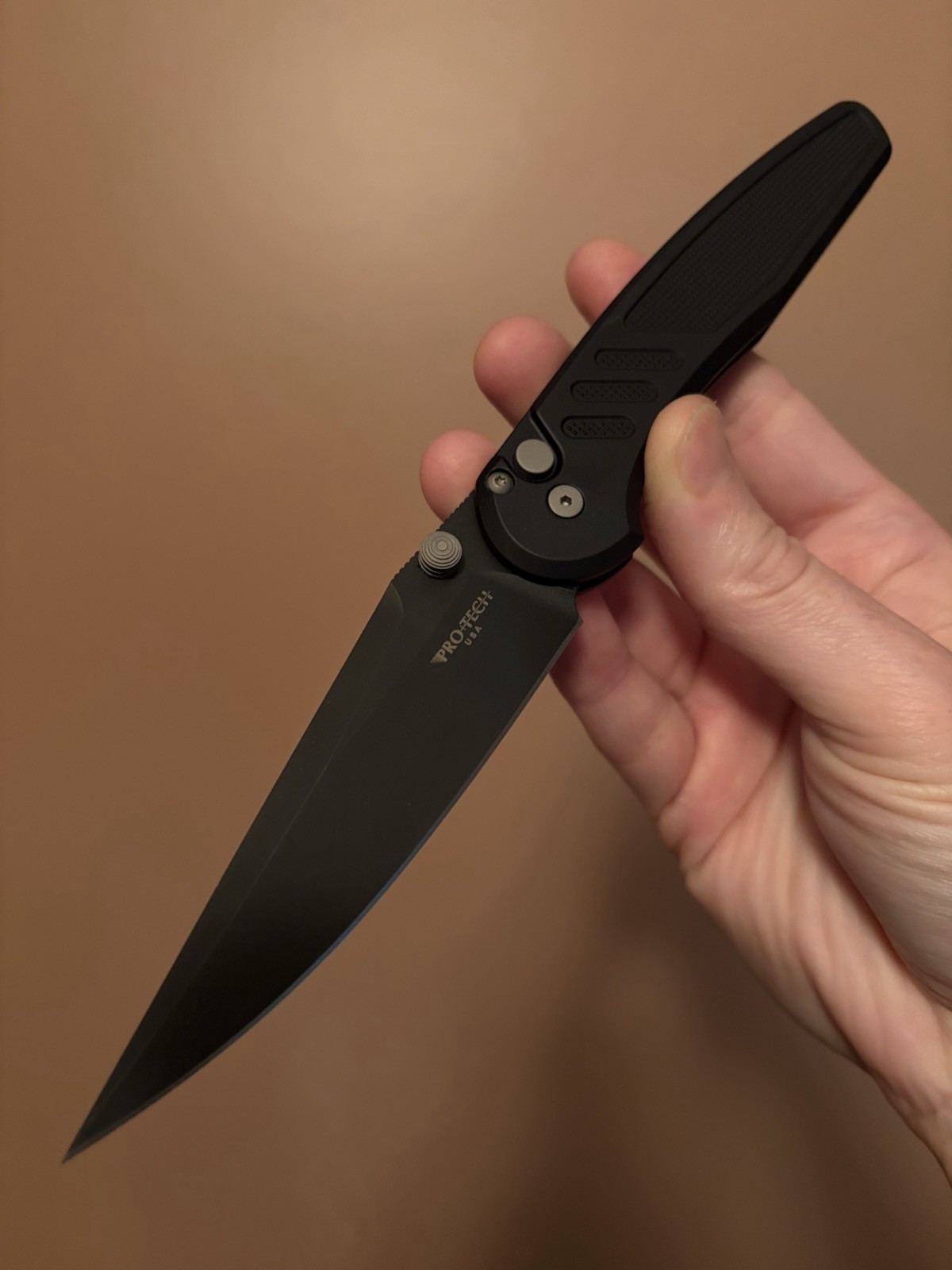 ProTech Avalon Peace Neighbor Black Knurled Black DLC Blade Folding Knife NEW ProTech Avalon Peace Neighbor Black Knurled Black DLC Blade Folding Knife NEW