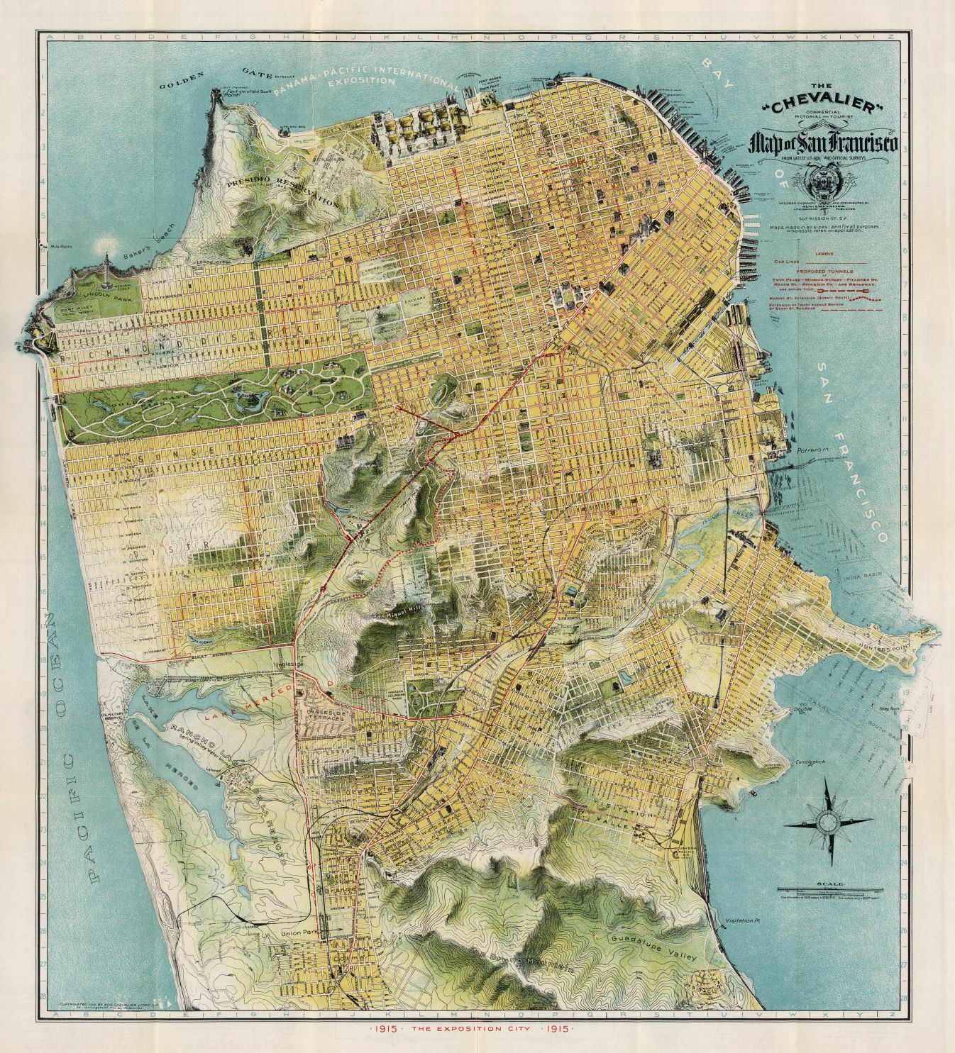 Vintage 1915 Map SAN FRANCISCO CALIFORNIA USA POSTER PRINT WALL DECOR