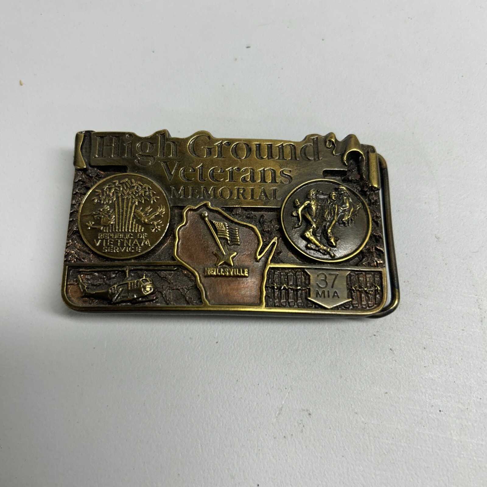 HIGH GROUND Veterans Memorial Belt Buckle limited numbered pewter Vietnam POW