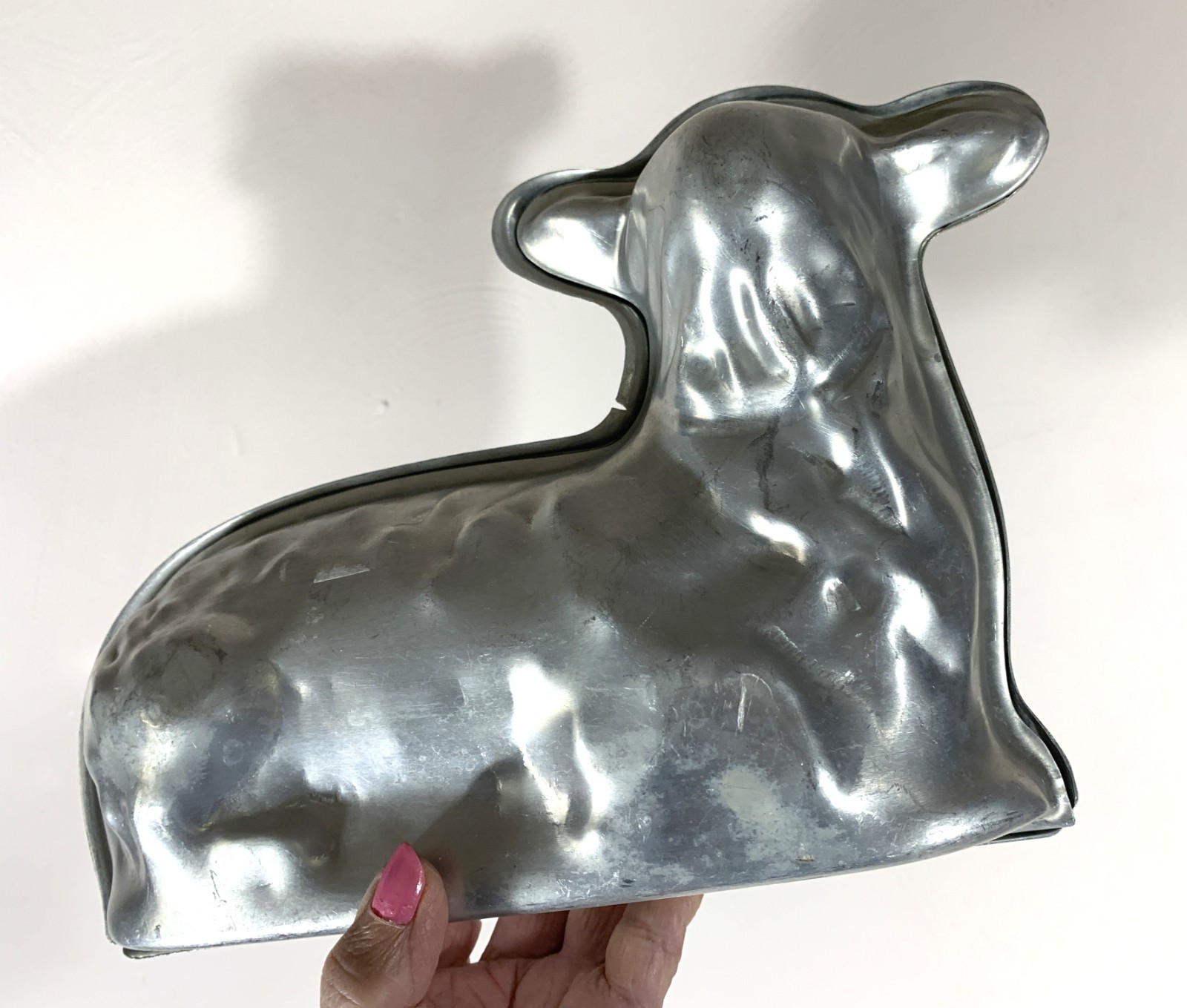 Vintage Cast Aluminum Lamb Sheep Cake Mold 2 Piece Jell-O Pan Farmhouse Rustic