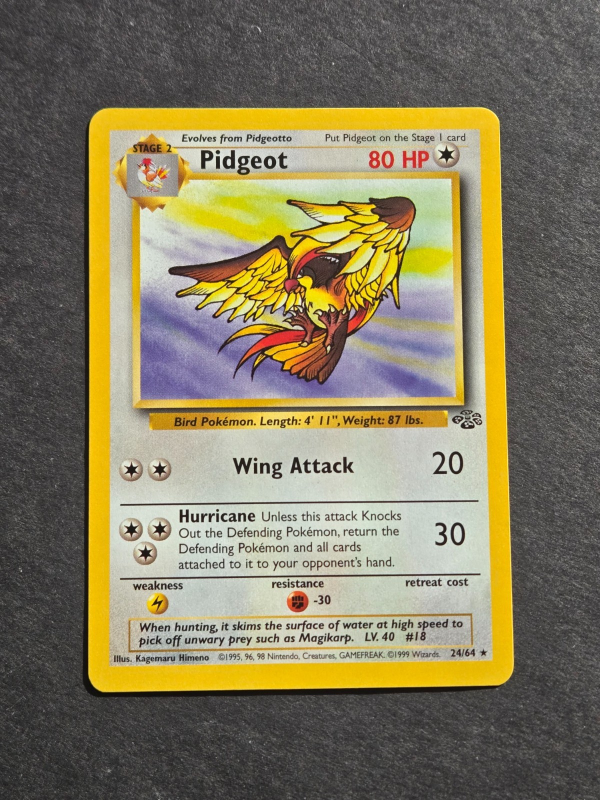 Pokemon PIDGEOT 24/64 - 1999 JUNGLE SET NON HOLO - LP/NM Pokemon PIDGEOT 24/64 - 1999 JUNGLE SET NON HOLO - LP/NM