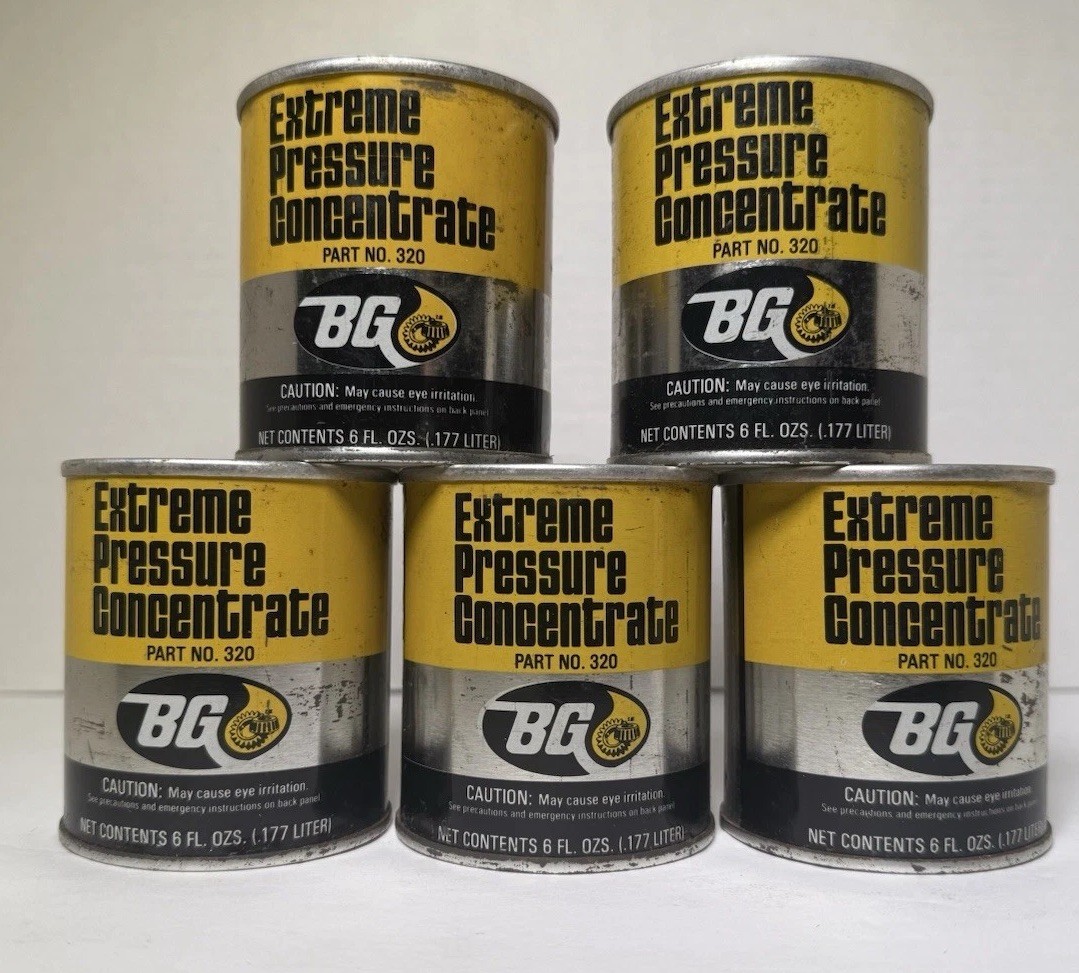 Vintage BG Extreme Pressure Concentrate Can No 320 Automotive Oil Tin Lot Of 5