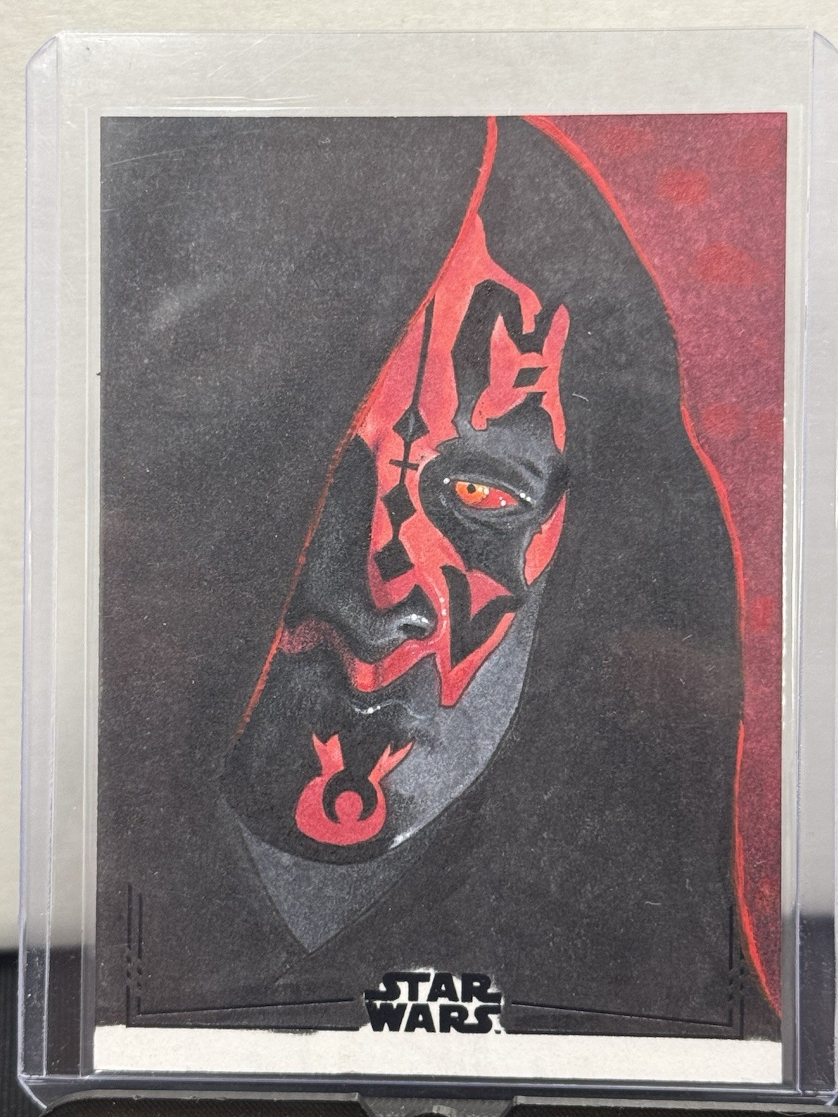 2026 Topps Star Wars Galaxy DARTH MAUL BLACK FOIL Sketch Card 1/1 Mike Stephens