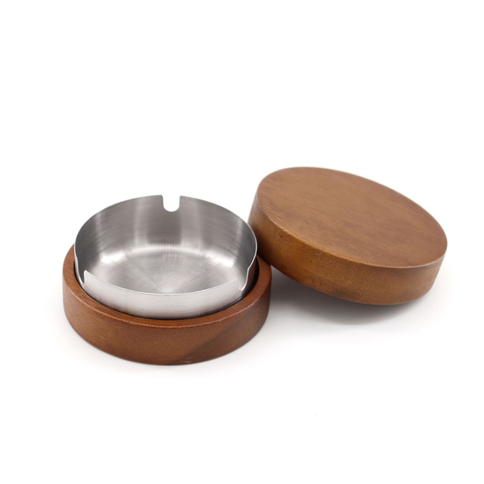 Creative Wooden Ashtray with Lid Stainless Steel Inner Liner