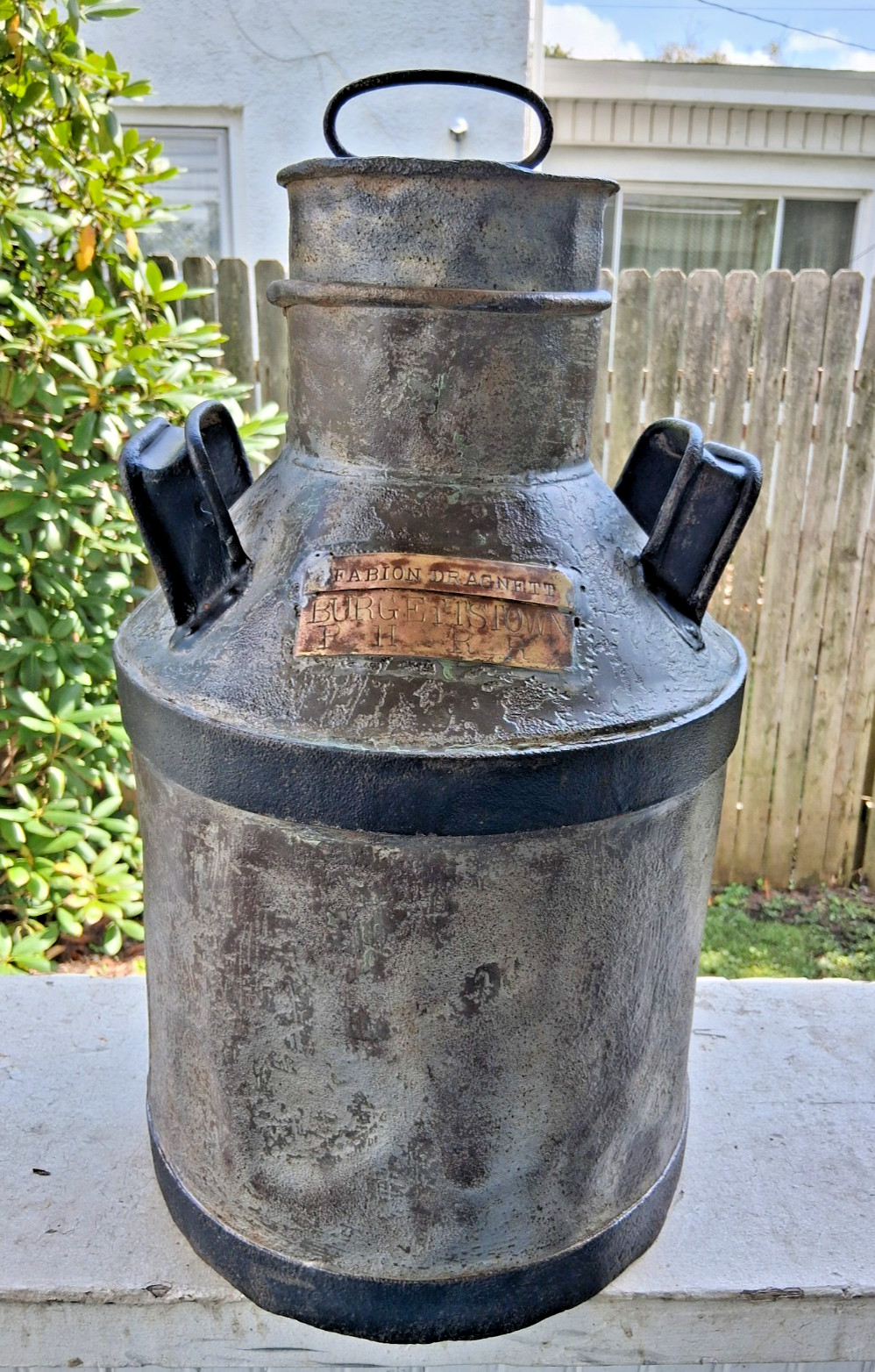 ~Antique Panhandle Railroad MILK CAN Burgettstown Washington County PA~