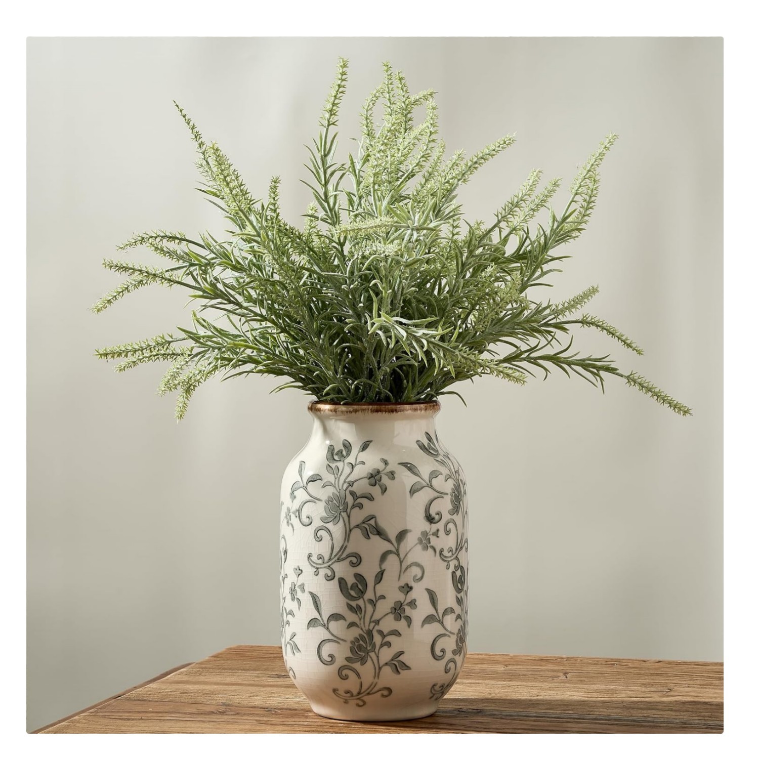 8.78-Inch Vintage Floral Ceramic Vase - Elegant Chinoiserie Home Accent