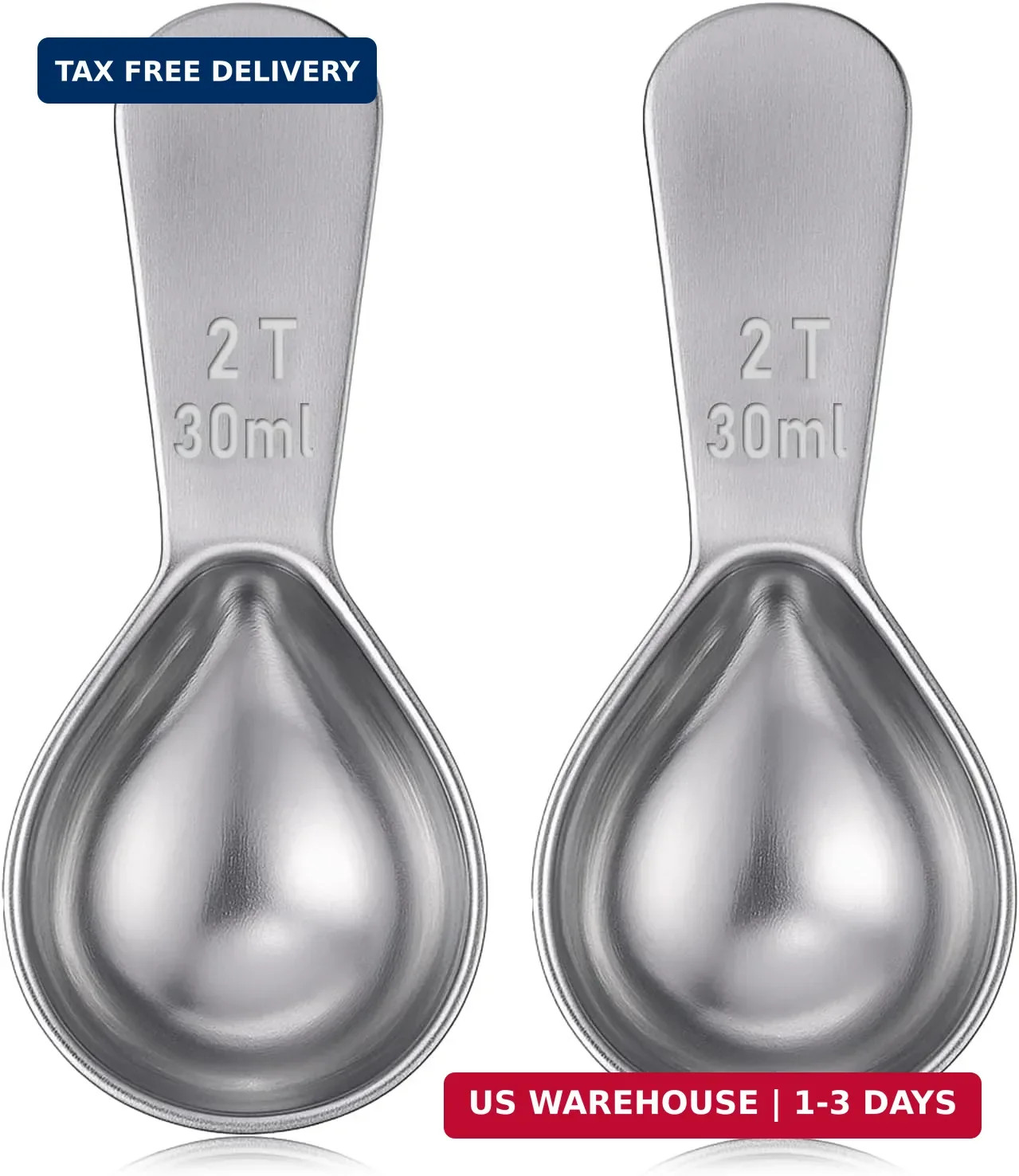 2 Pcs 2 Tbsp Scoop, Stainless Steel 2 Tablespoon Capacity, 30ml Short-Handled Co