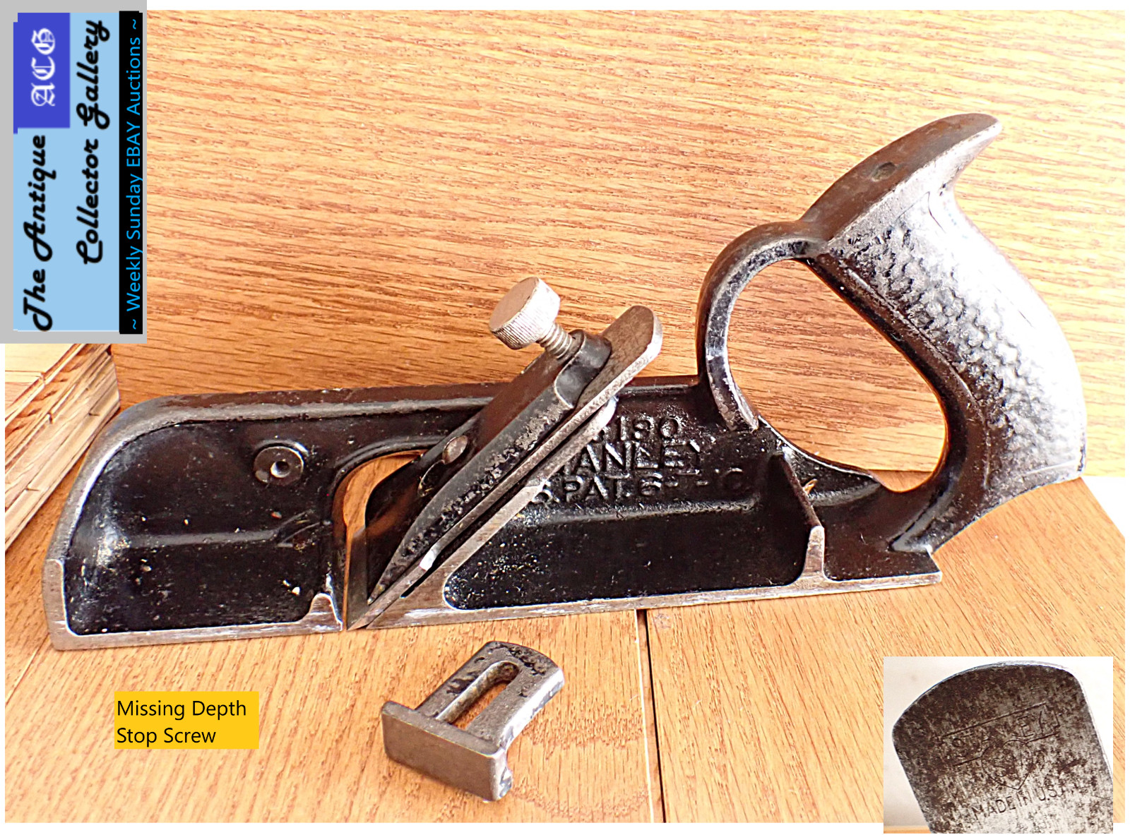 Antique⌛Stanley No 190 Rabbet Plane w/ depth stop 🪙 Sweetheart Iron🪙 Antique⌛Stanley No 190 Rabbet Plane w/ depth stop 🪙 Sweetheart Iron🪙