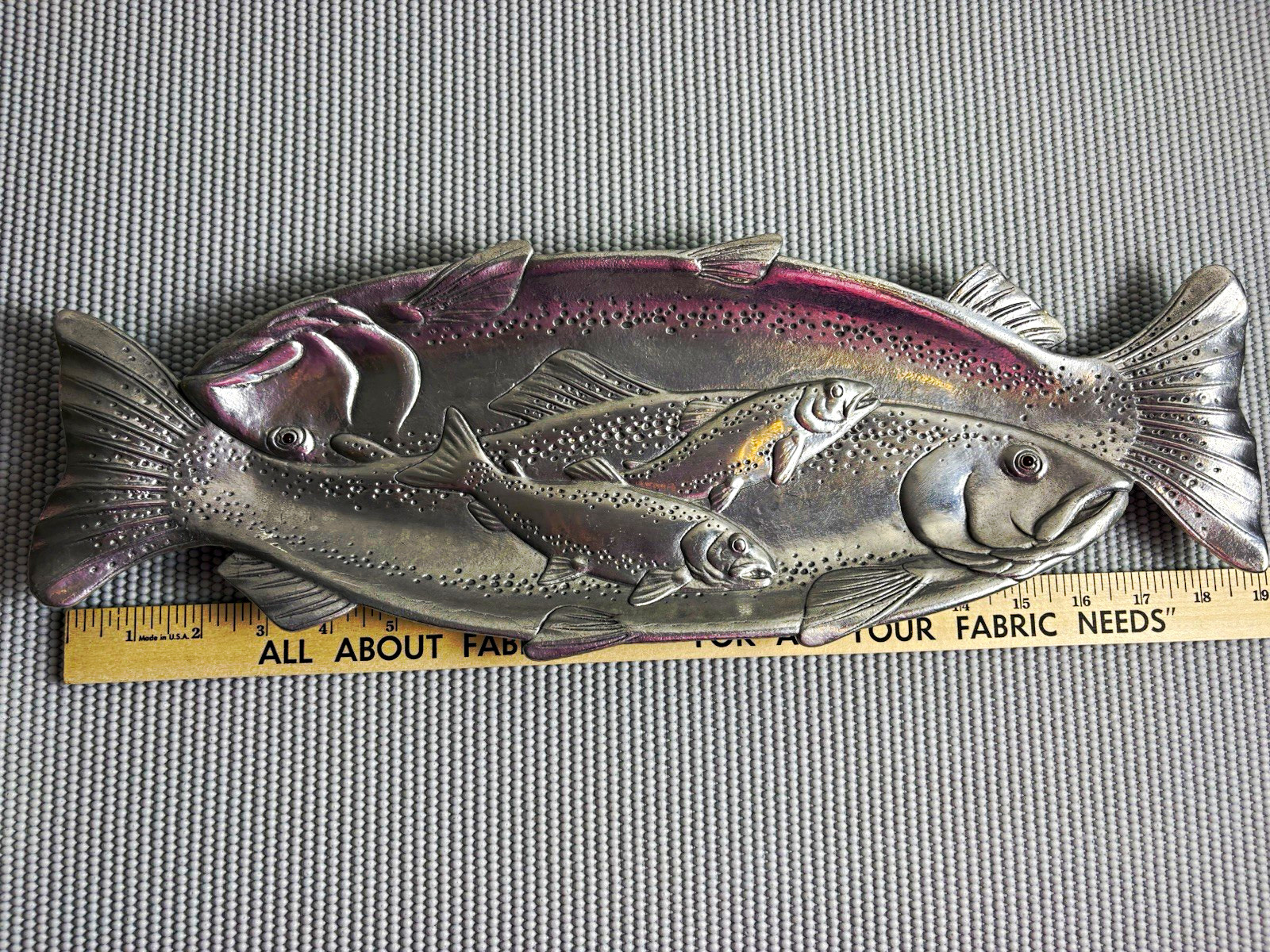 Arthur Court Designs Aluminum Fish Tray Wall Plaque Decorative Metal Relief