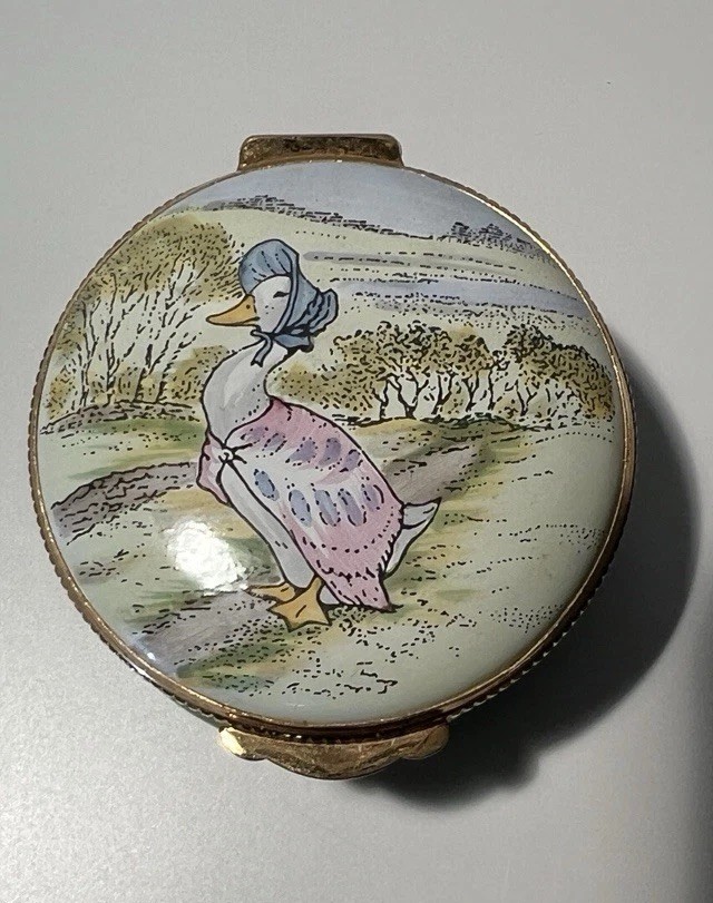 Vintage Crummles Beatrix Potter Jemima Puddle-Duck Enamel Trinket Box Excellent