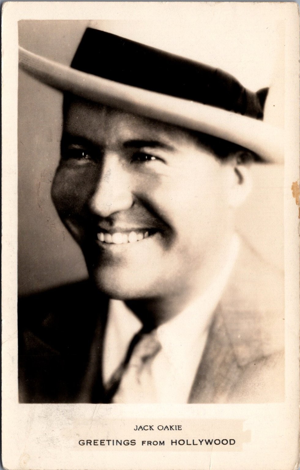 Jack Oakie RPPC Postcard Greetings from Hollywood Los Angeles 1933 Actor Photo